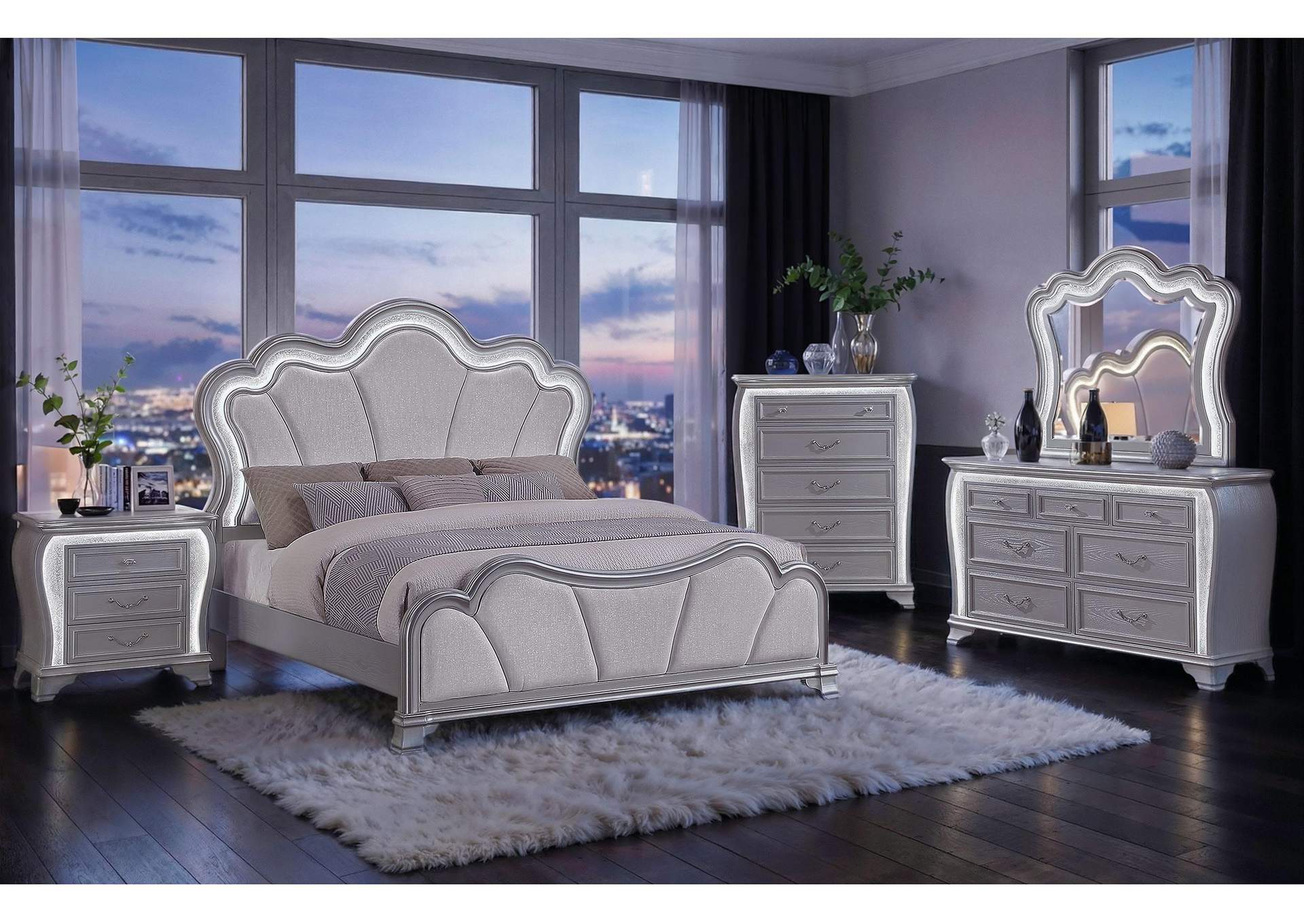 ARIA SILVER QUEEN BED GROUP image 1