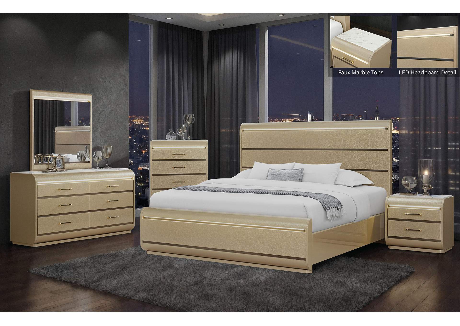 GENESIS GOLD KING BED GROUP image 1