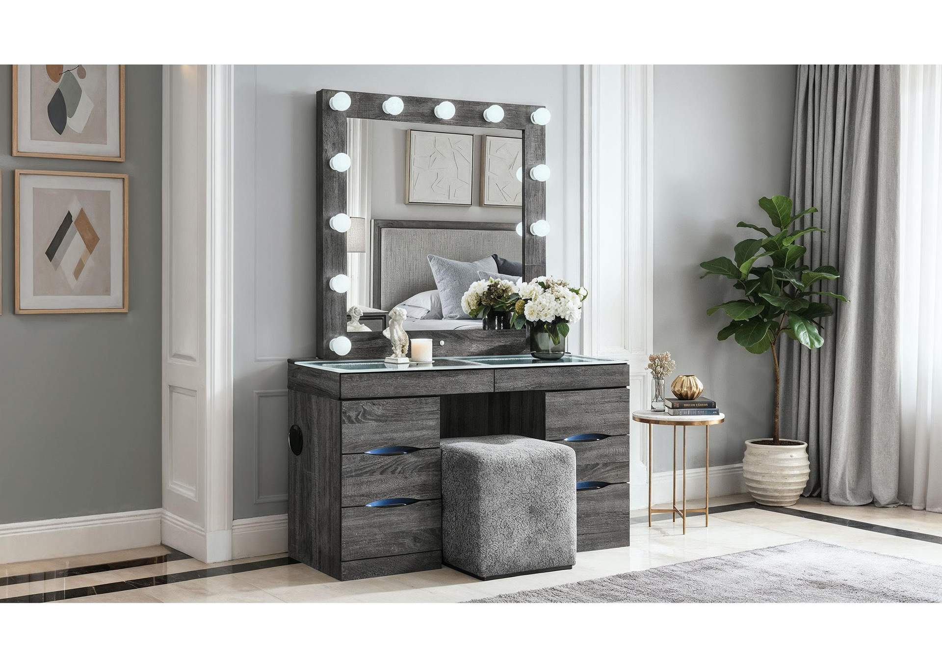 LEXI GREY VANITY WITH SPEAKER image 1