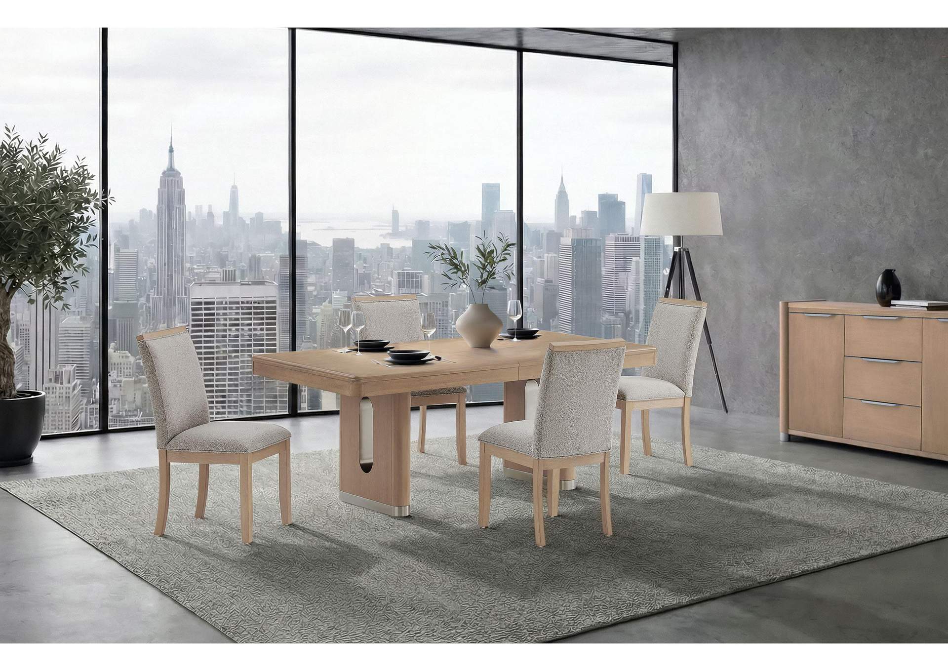 D1248 NATURAL DINING TABLE AND 6 DINING CHAIRS image 1