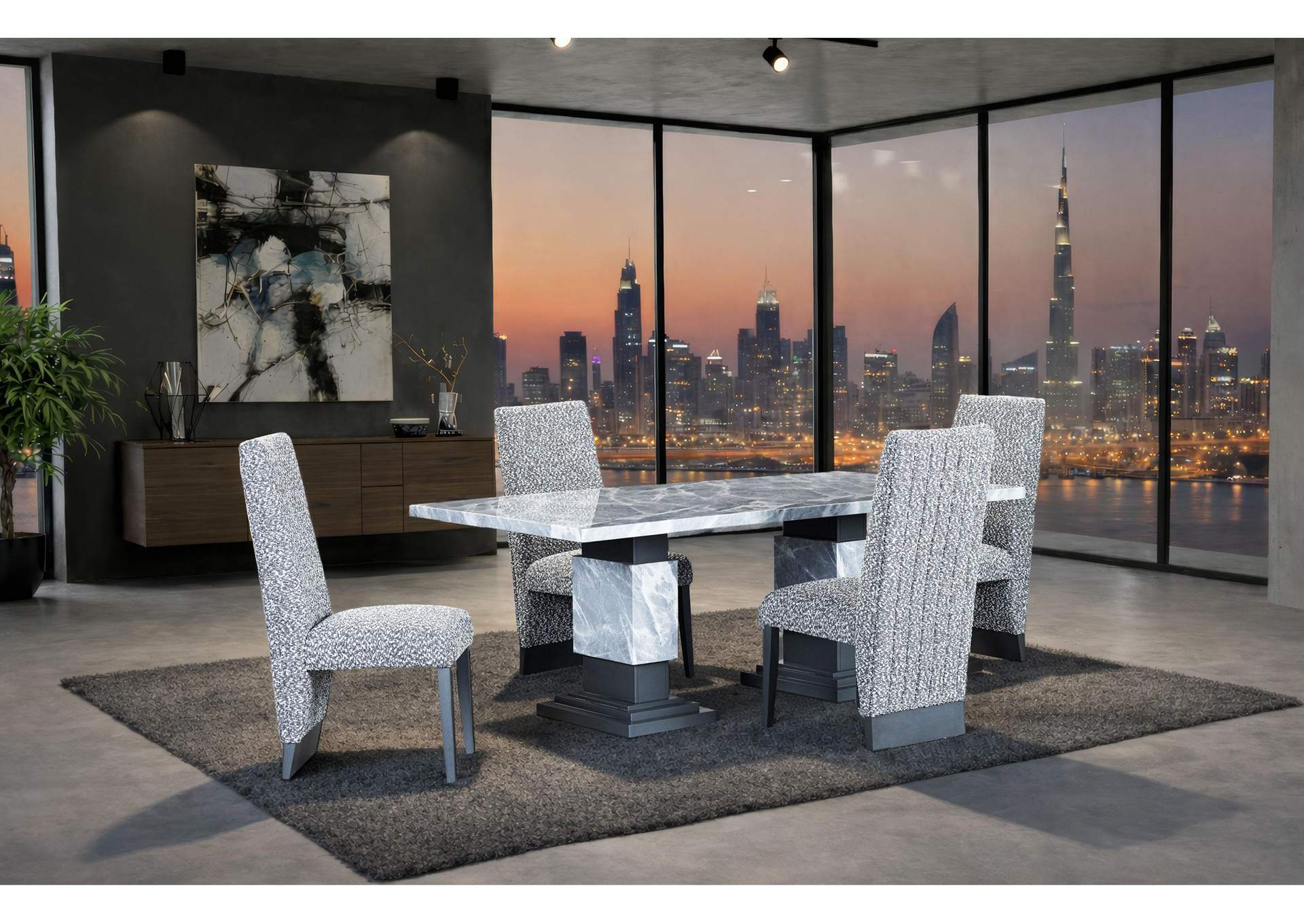 D1212 DINING TABLE + 8 D12DC WHITE - GREY image 1