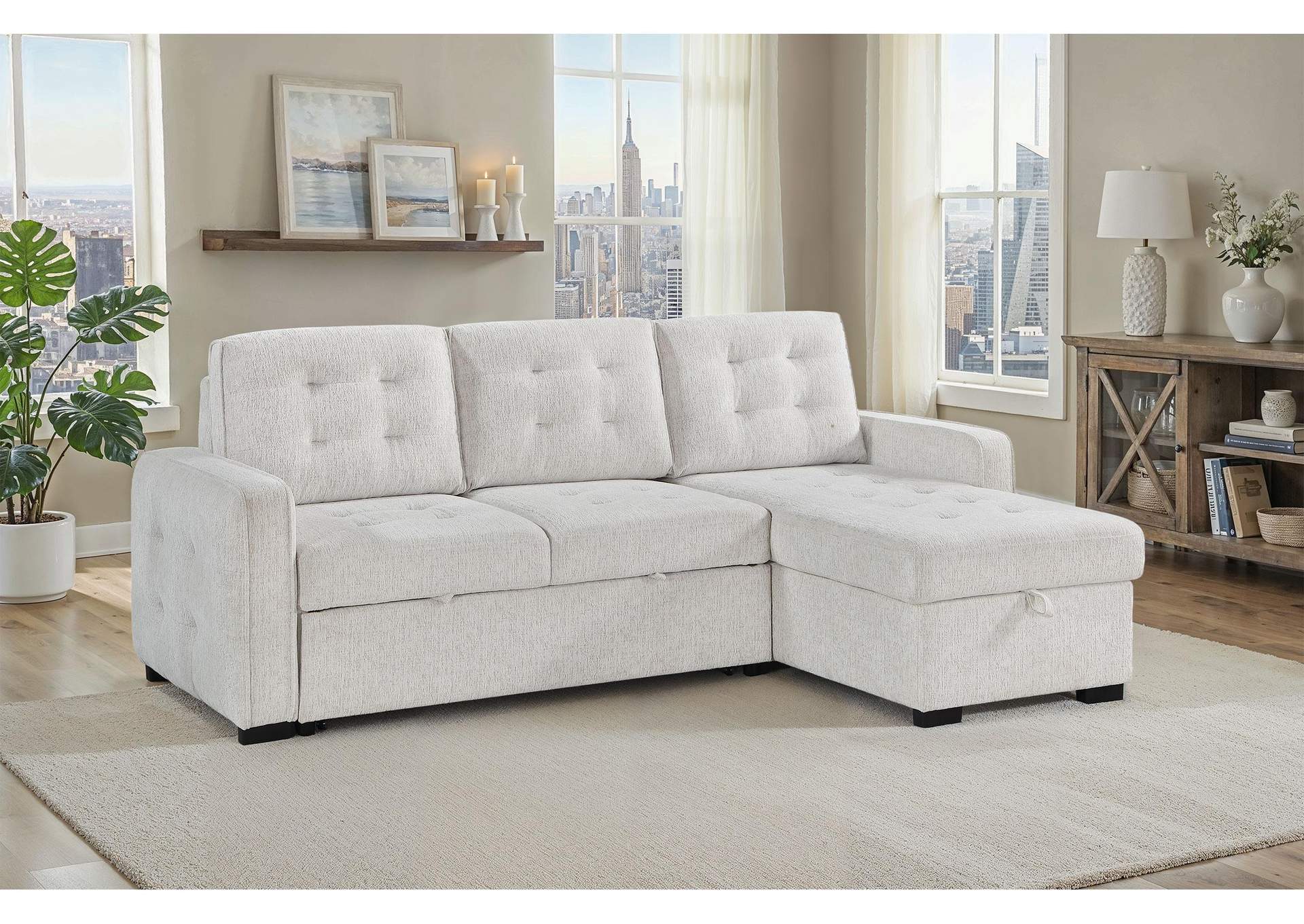 U0707 CHALK REVERSIBLE SOFA BED image 1