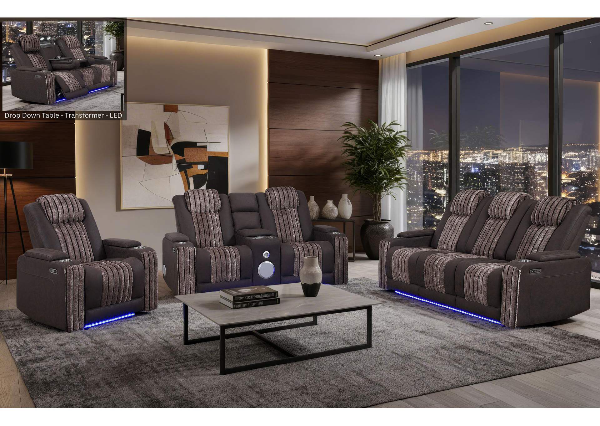 U8000 BROWN POWER REC SOFA - POWER CONSOLE REC LOVESEAT W - PHR image 1