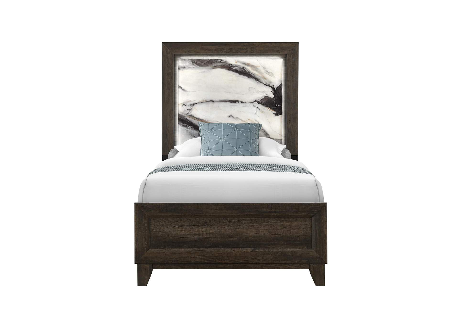HARMONY BROWN TWIN BED WITH LED image 1