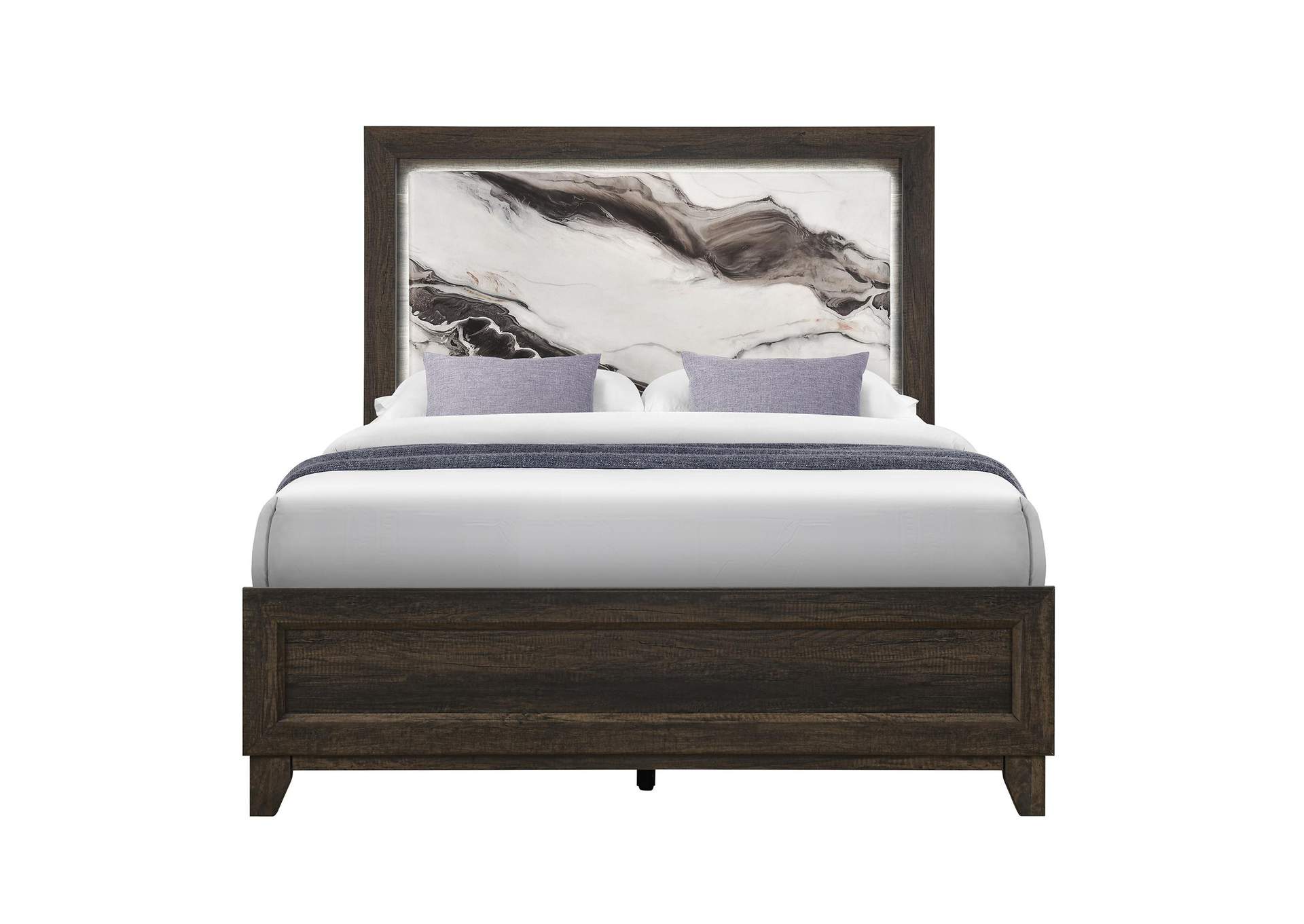 HARMONY BROWN QUEEN BED WITH LED image 1