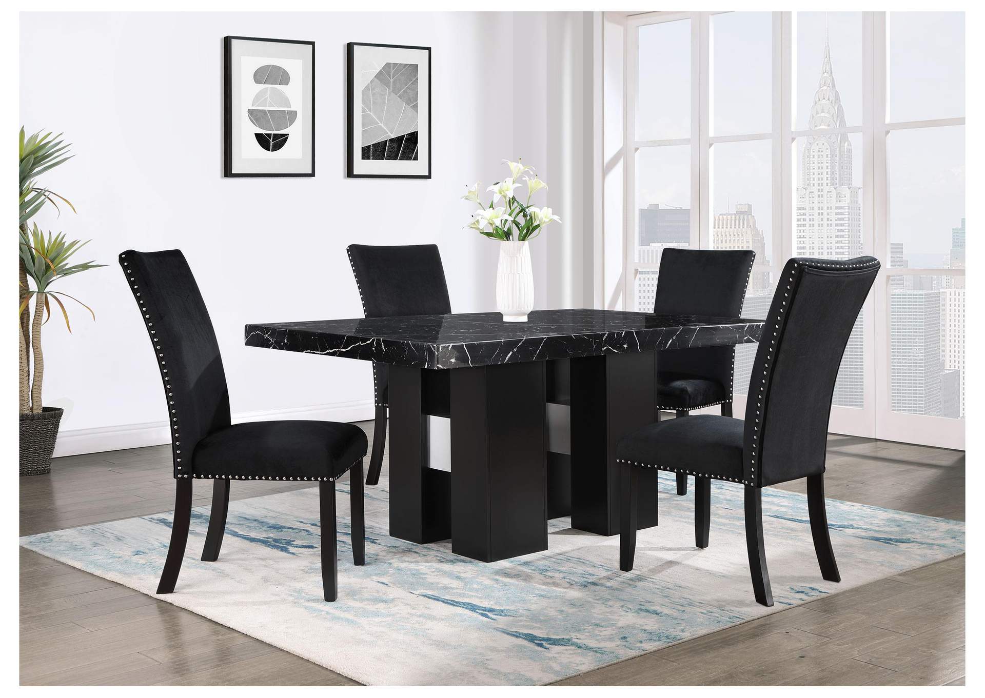 D03 Dining Table +6 D03 Dining Chairs Black image 1