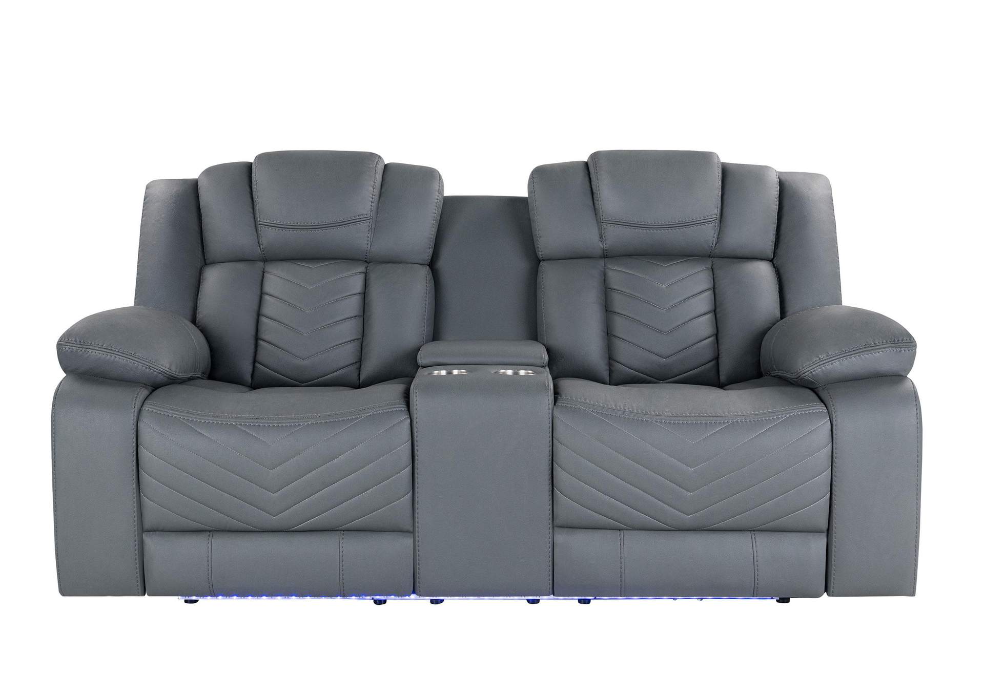 U7069 GREY 10 POWER CON REC LOVESEAT WITH LED AND IMMERSIVE SOUND image 1