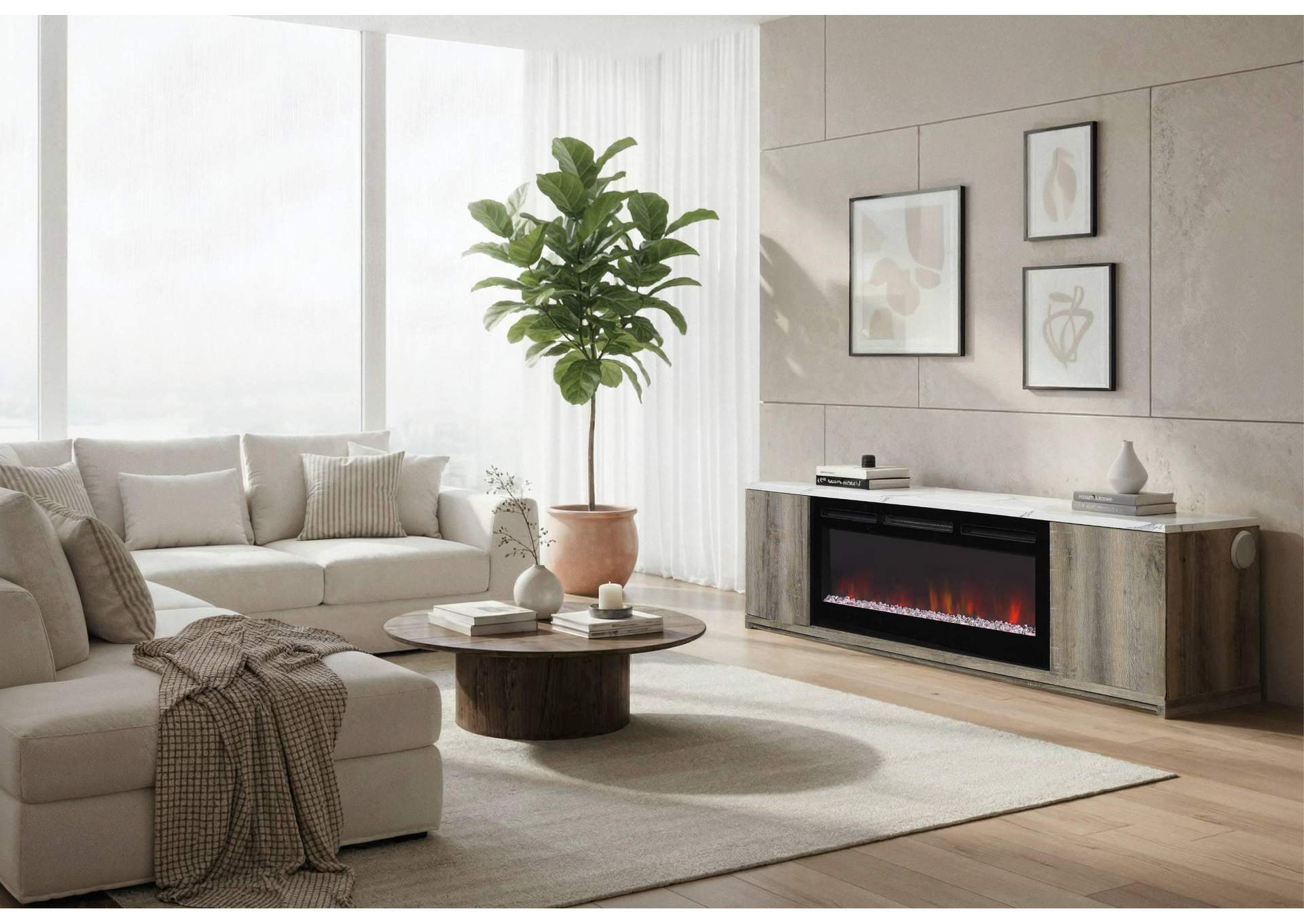 MAYA NATURAL 71" ENTERTAINMENT UNIT WITH SPEAKER image 1