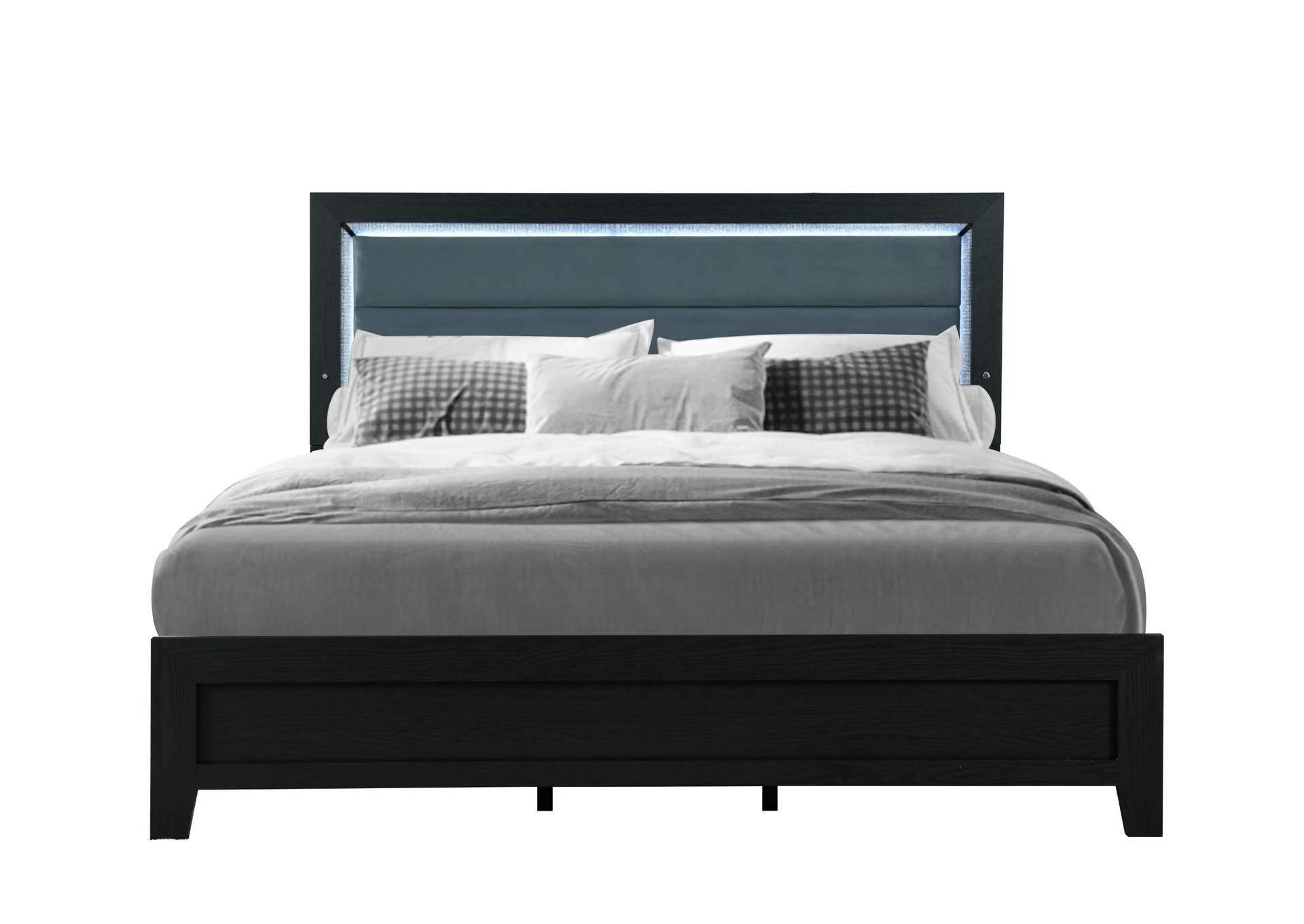 REID BLACK QUEEN BED WITH LED