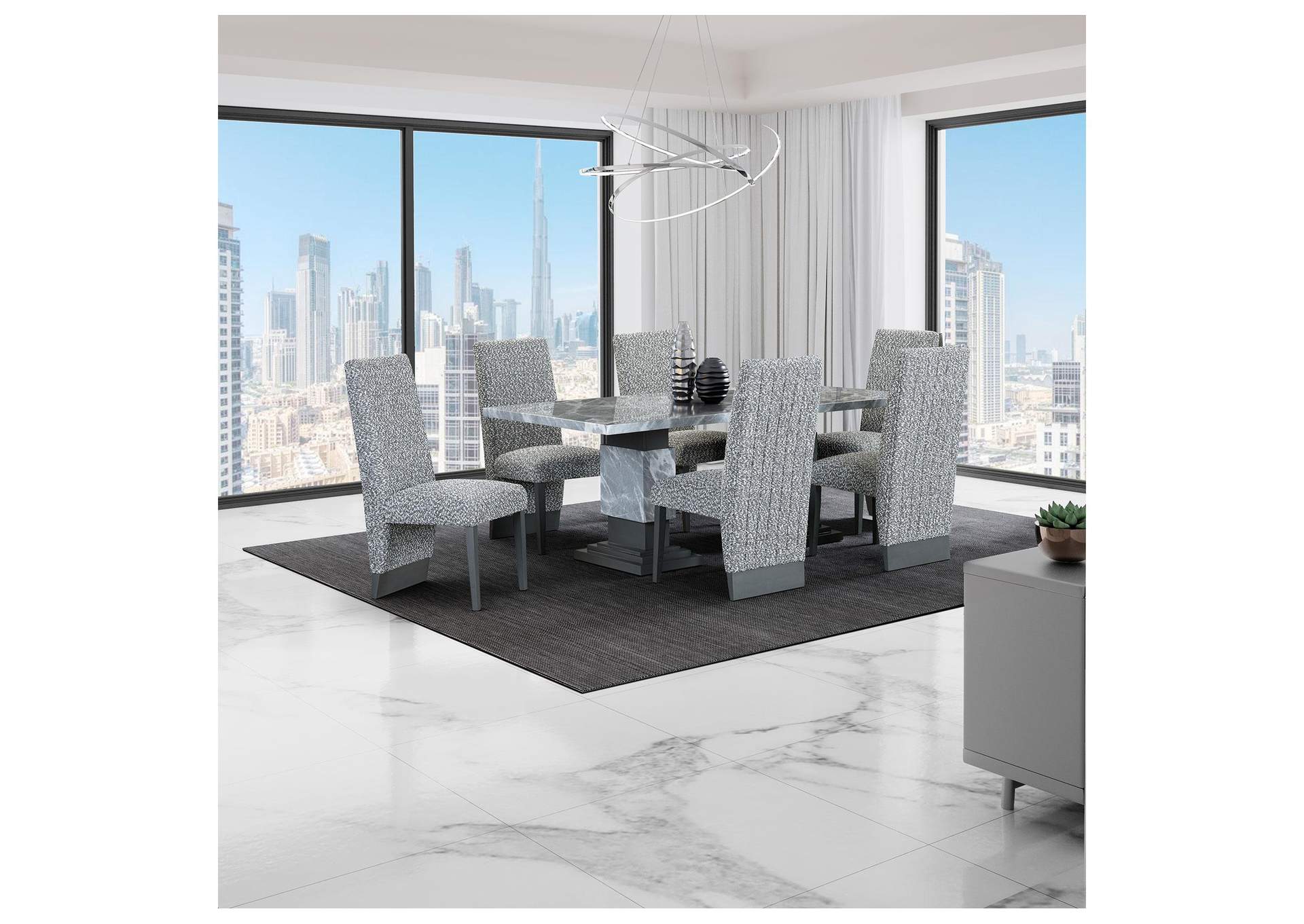 D1212 DINING TABLE + 6 D12DC WHITE - GREY image 1