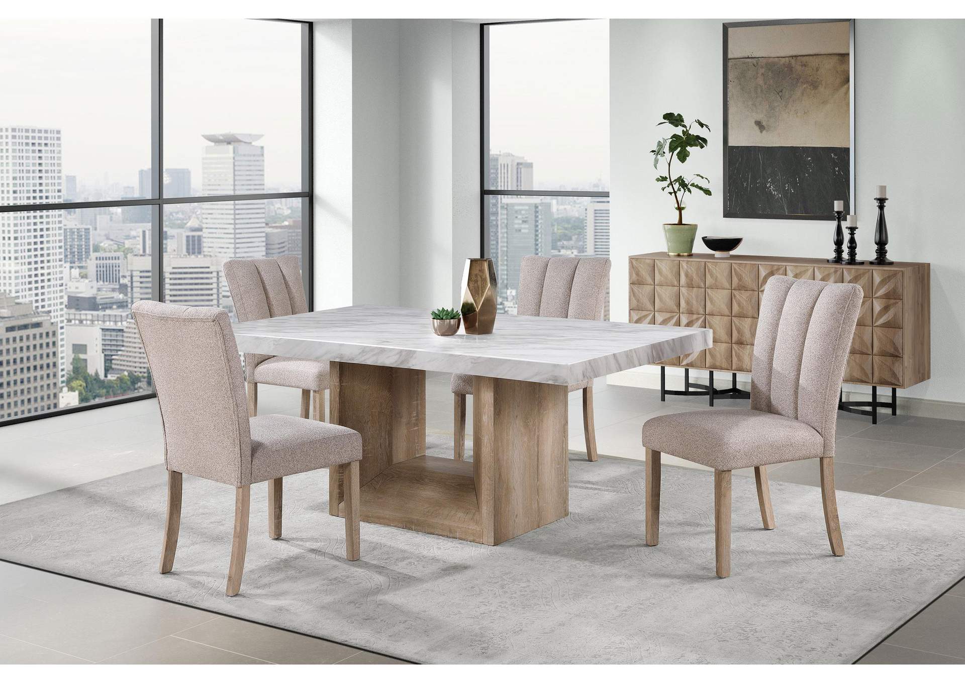 D02 Natural Dining Table + 4 D8683 Dining Chairs image 2