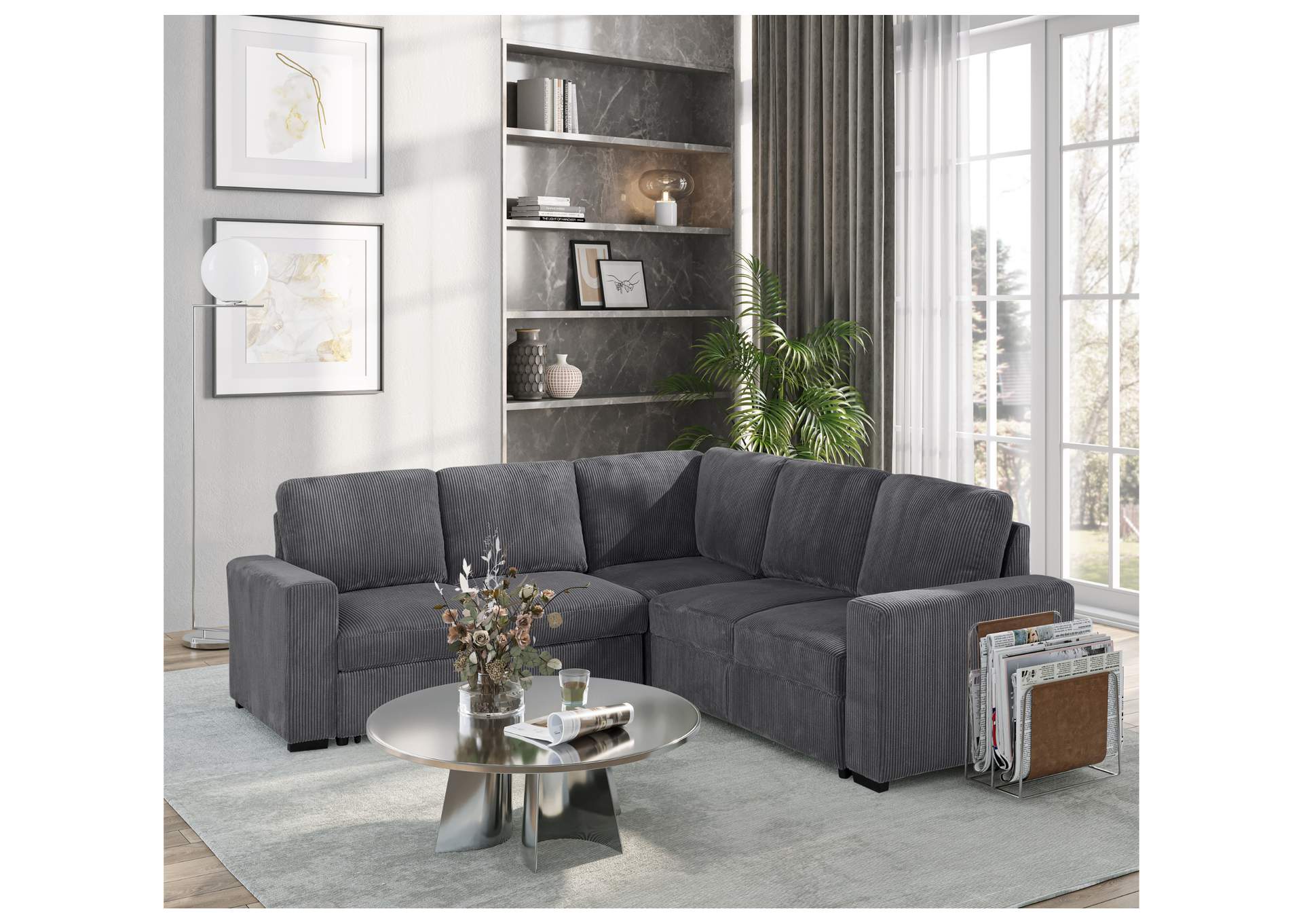 U2660 GREY SECTIONAL WITHOUT LONG CHAIR AND WITHOUT PULLOUT image 1