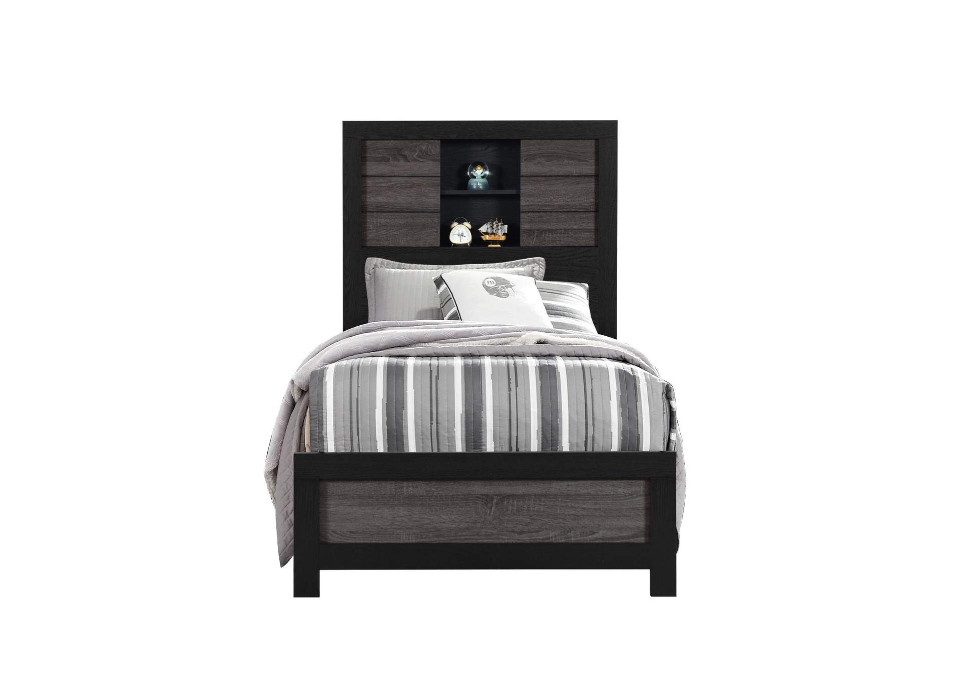 LISBON GREY - BLACK BOOKCASE TWIN BED image 1