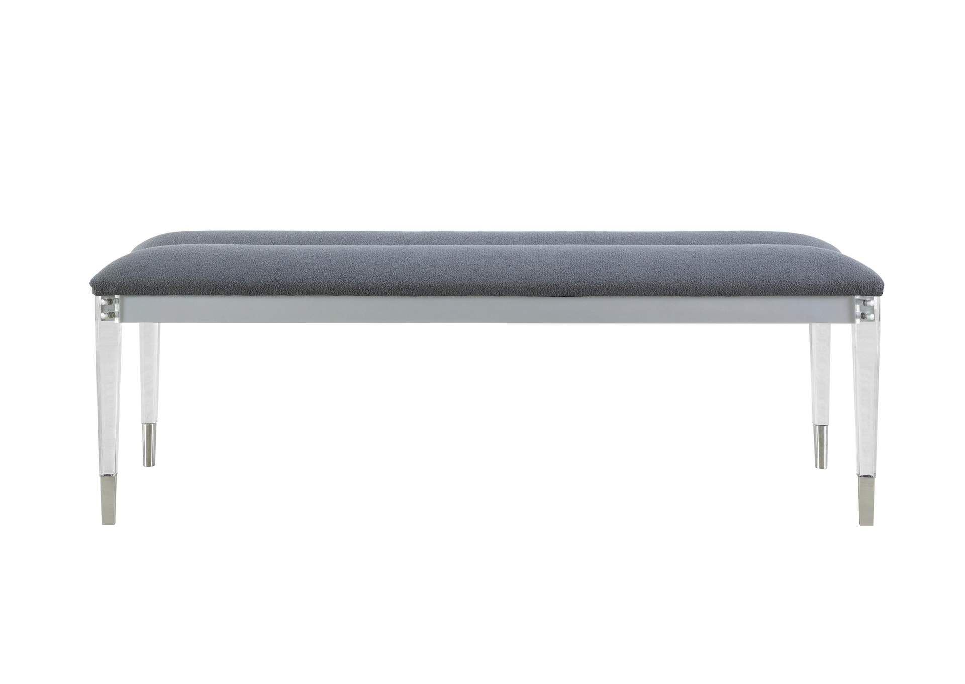 LANDO SILVER BENCH WITH ACRYLIC LEGS image 1