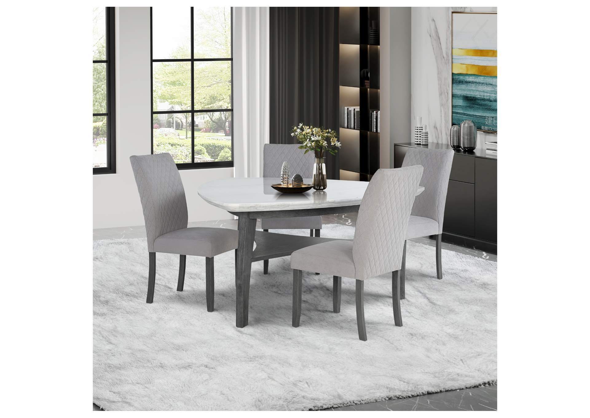 D8192 TRIANGLE DINING TABLE AND 4 DINING CHAIRS