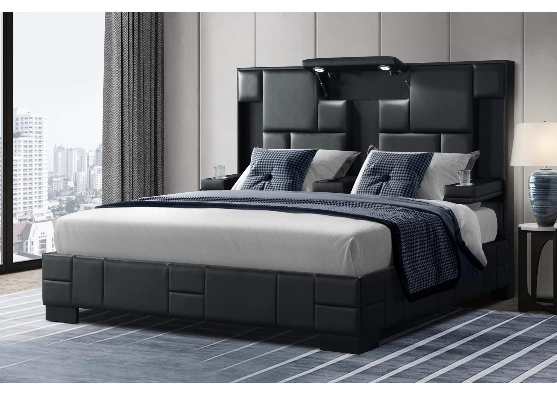 OSCAR BLACK KING BED NO WOOD TRIM image 1