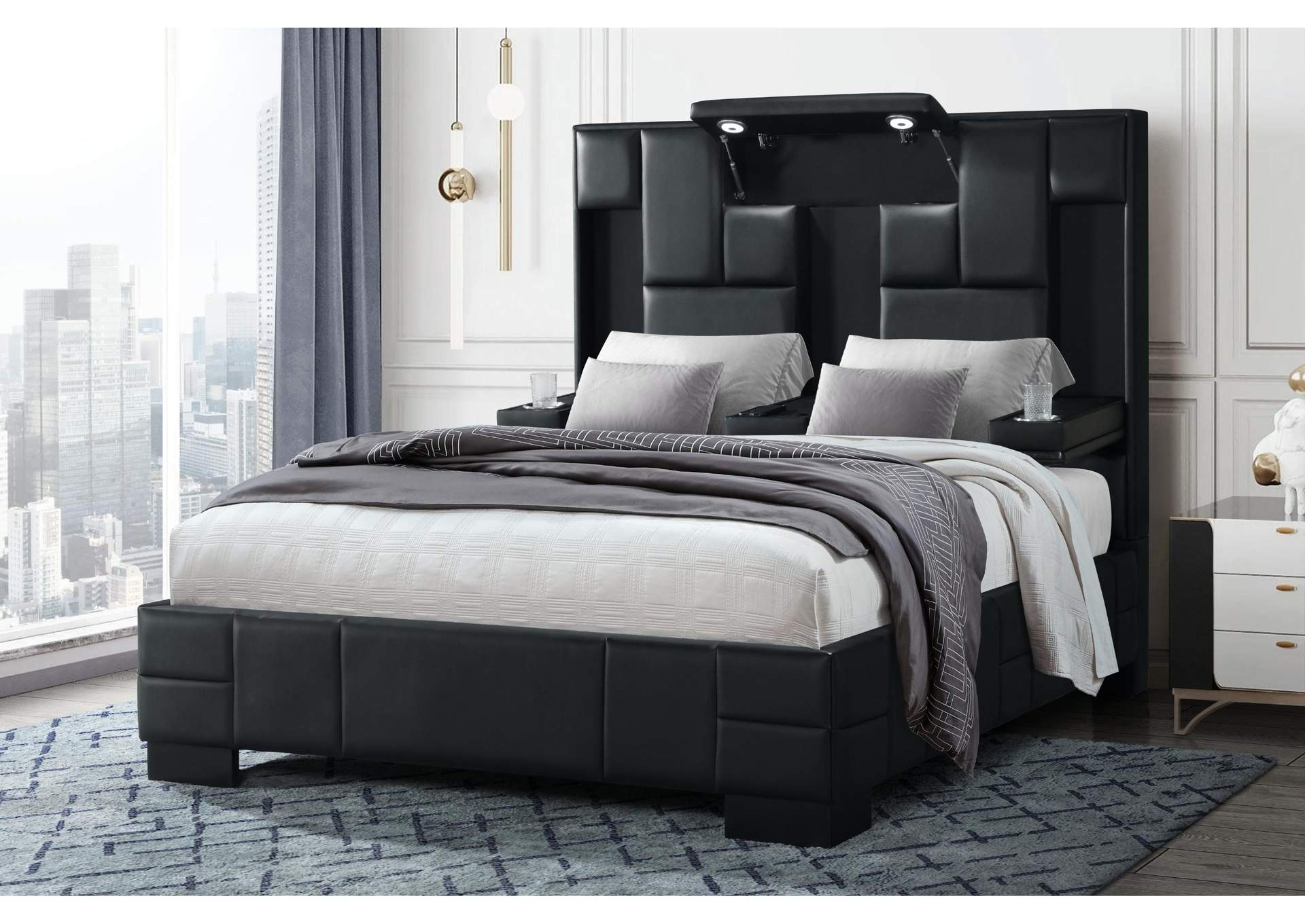 OSCAR BLACK QUEEN BED NO WOOD TRIM image 1