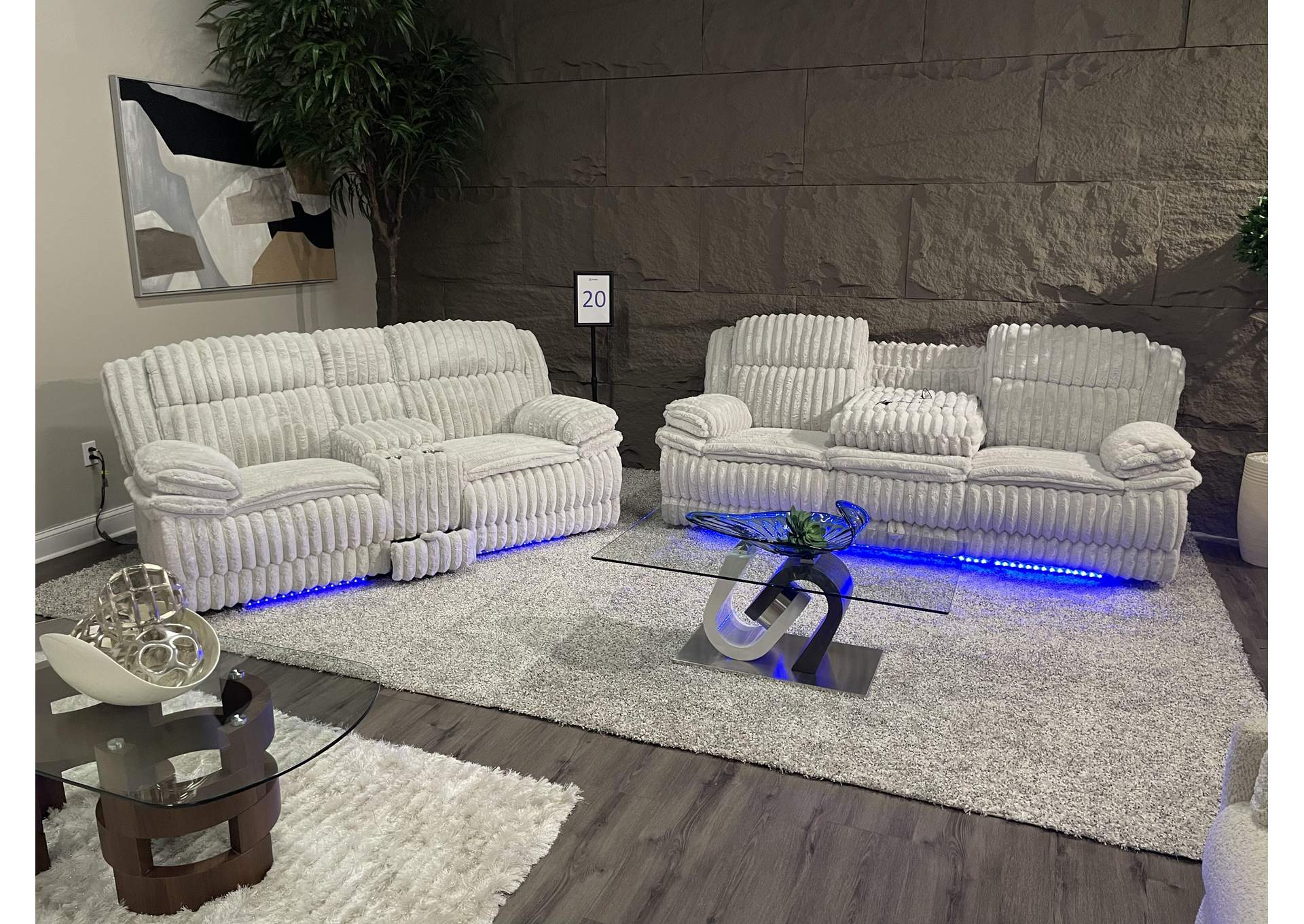 U8686 BLACK POWER REC SOFA WITH LED - POWER CON REC LOVESEAT W - LED - POWER REC W - LED image 1