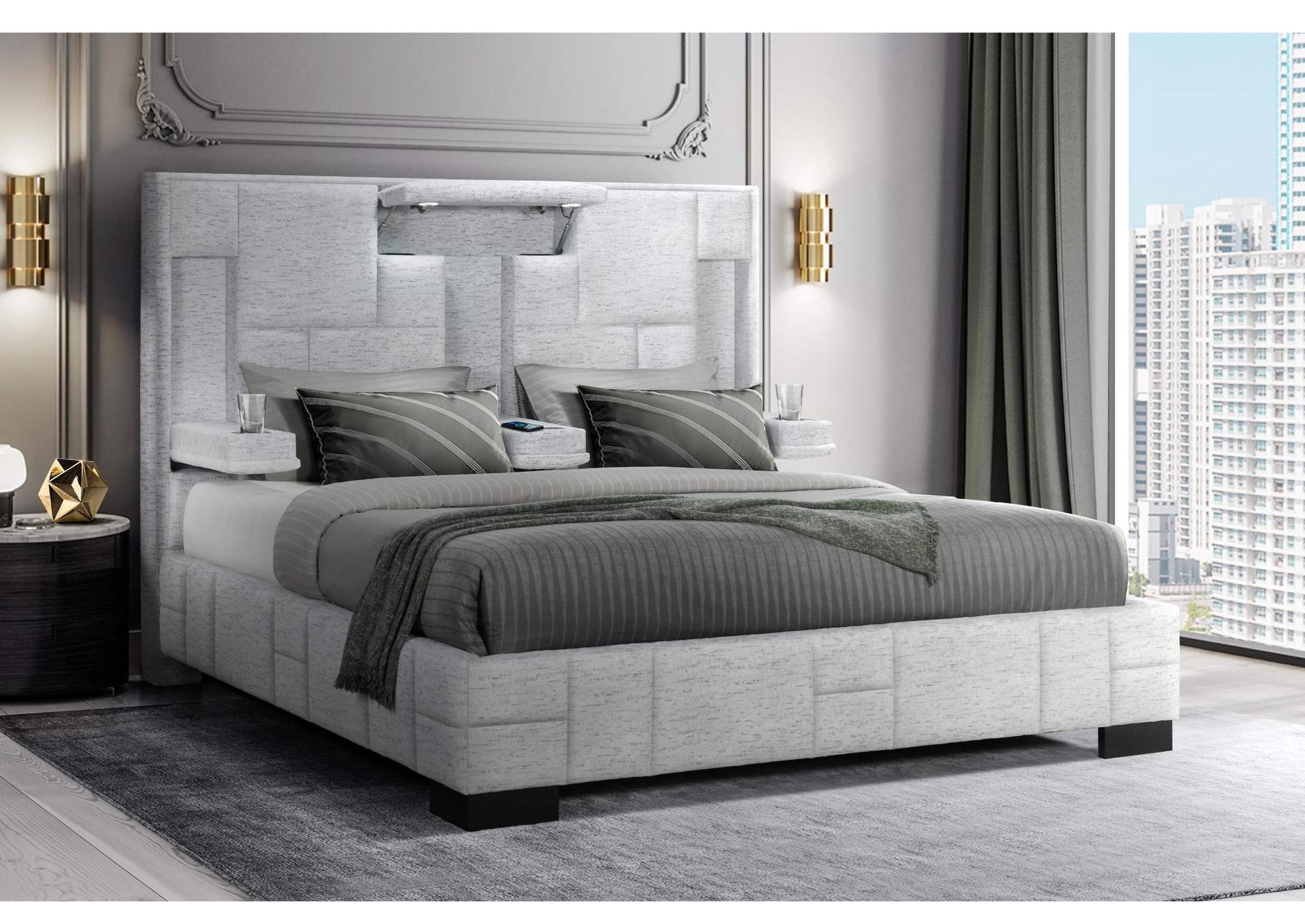 Oscar Grey King Bed No Wood Trim image 1