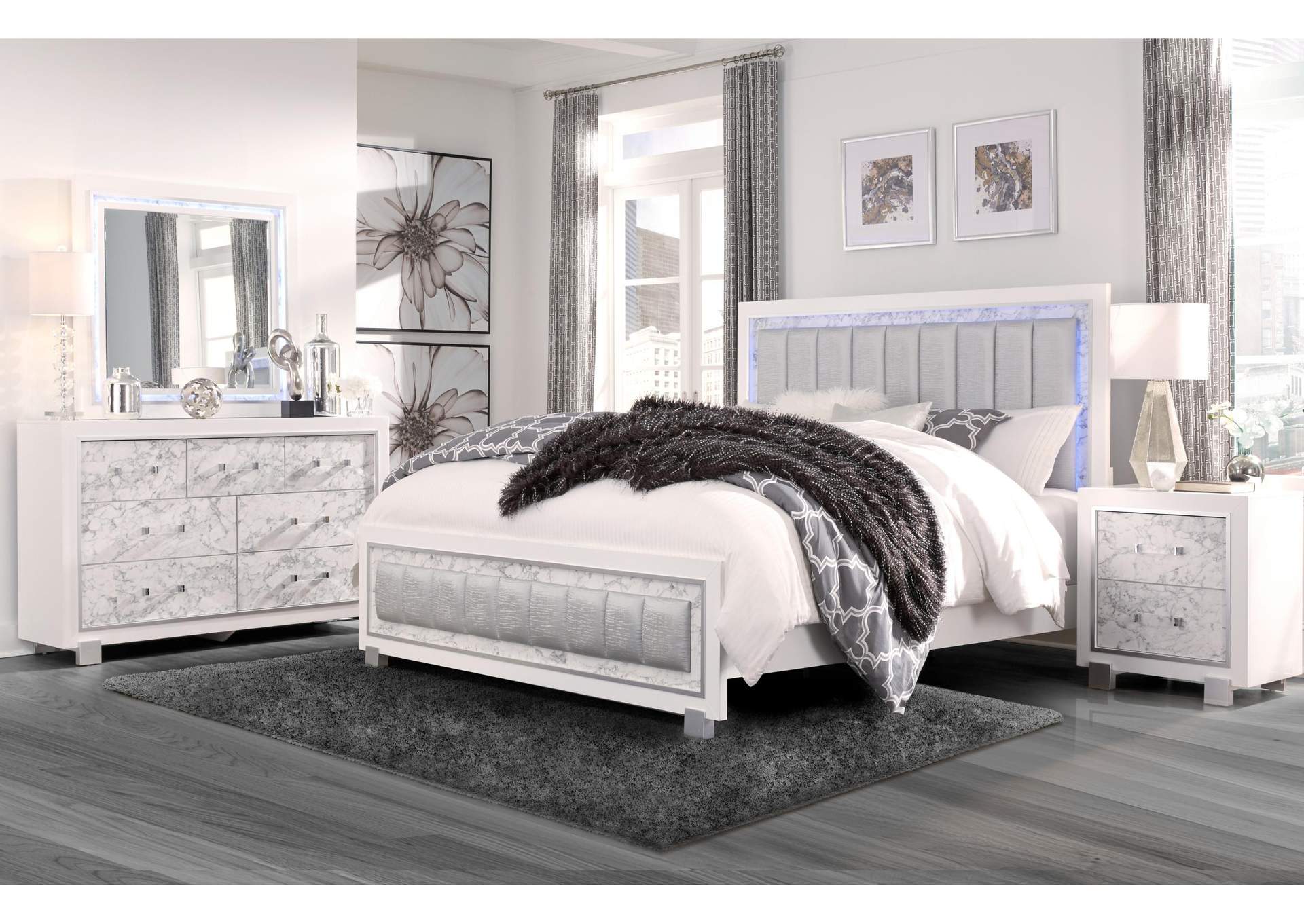 Santorini White King Bed Group image 1