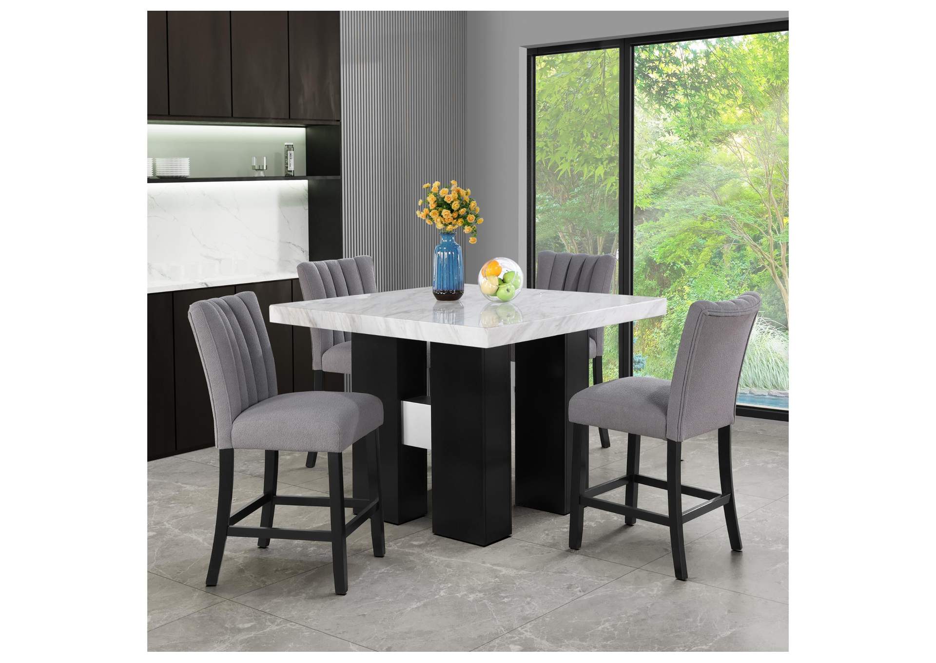 D04 White Bar Table + D8685Bs Grey image 1