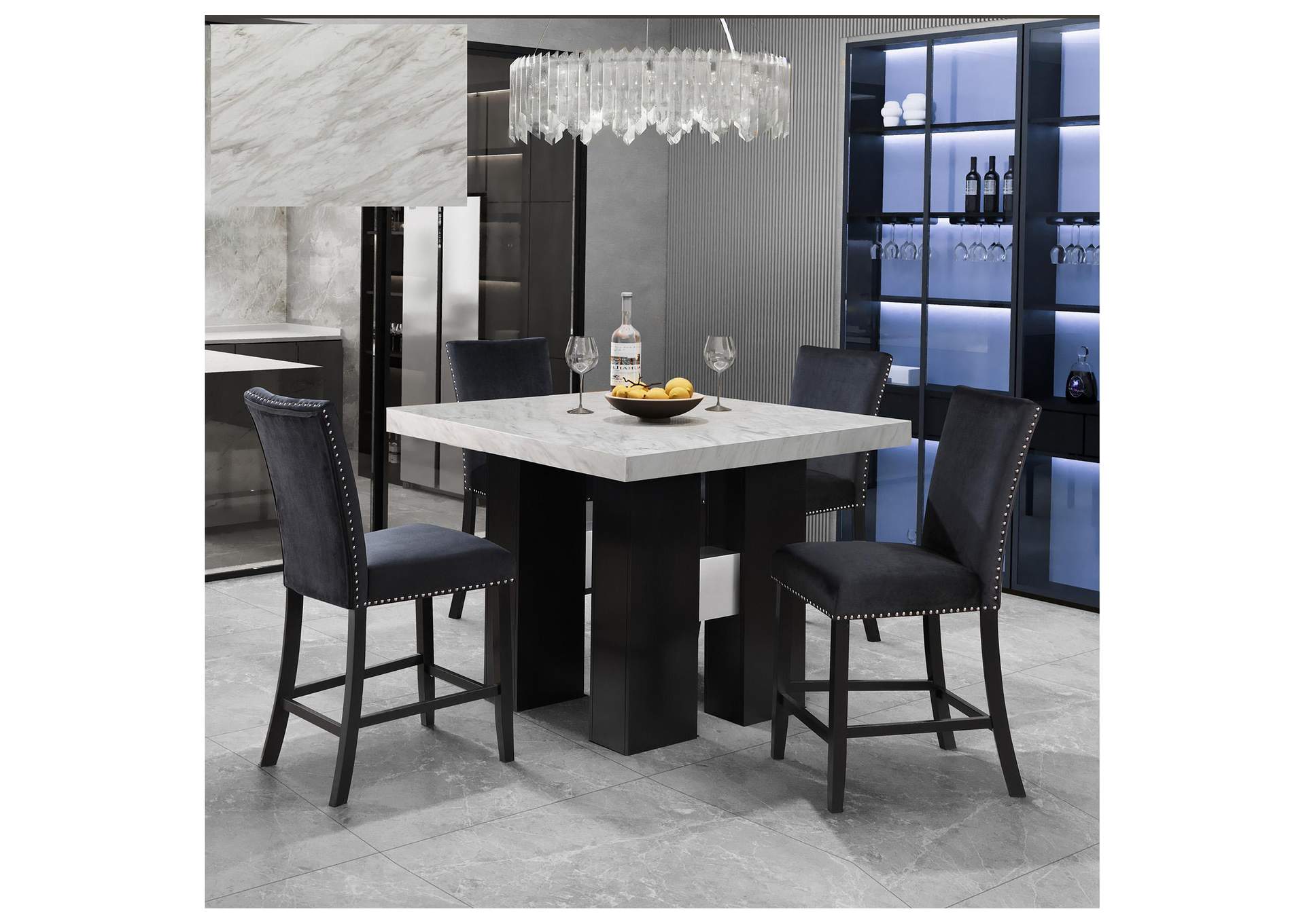 D04 White Bar Table And D04 Black Bar Stool image 1