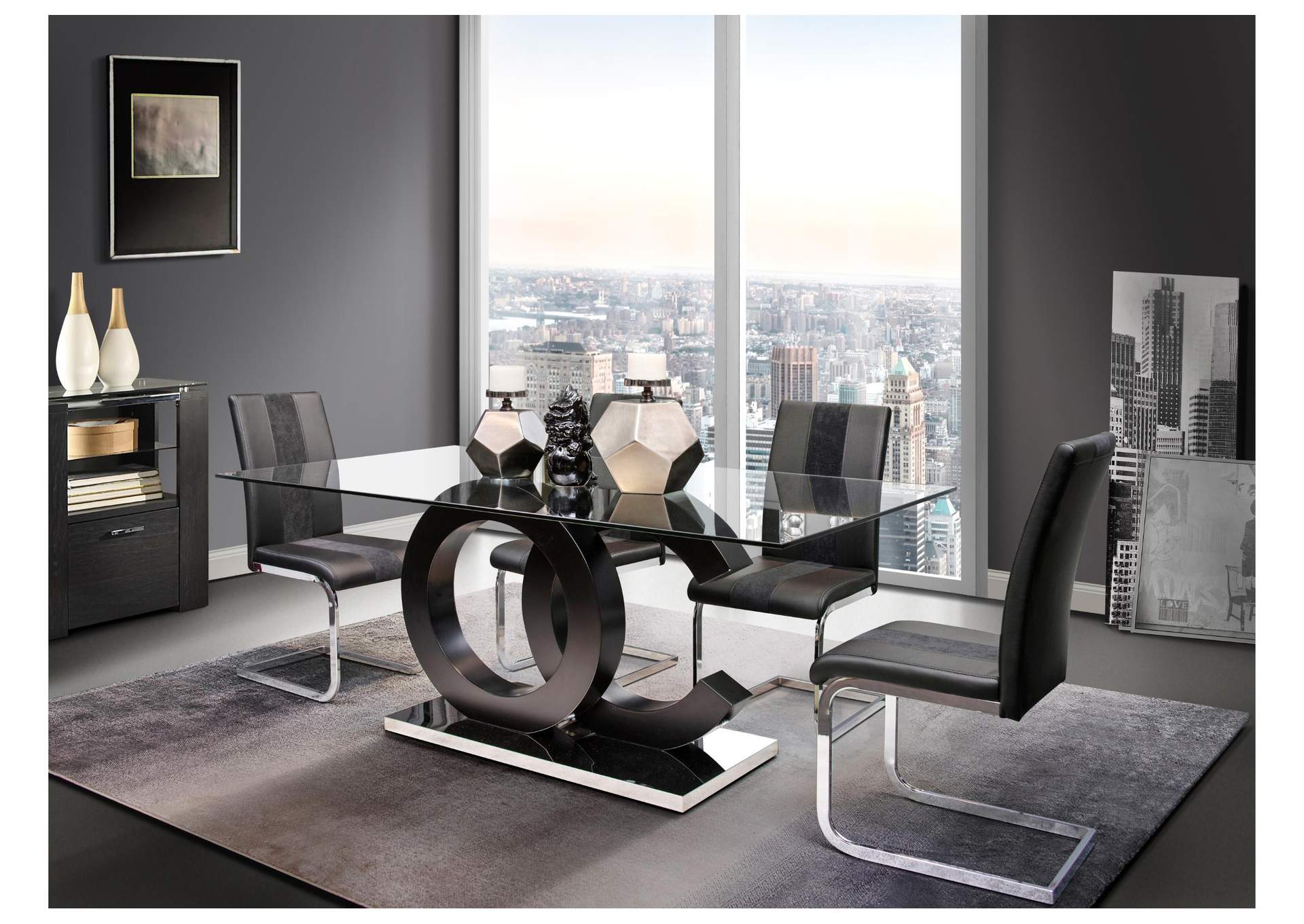 D2207 Dining Table with D915 Dining Chairs Black image 1