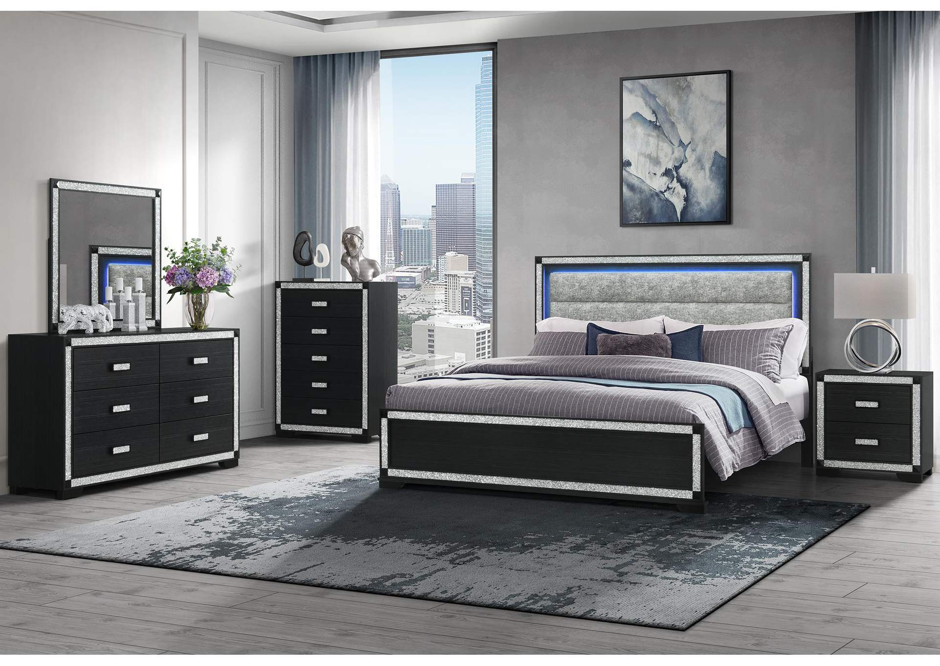 SOLEIL CHARCOAL QUEEN BED GROUP image 1