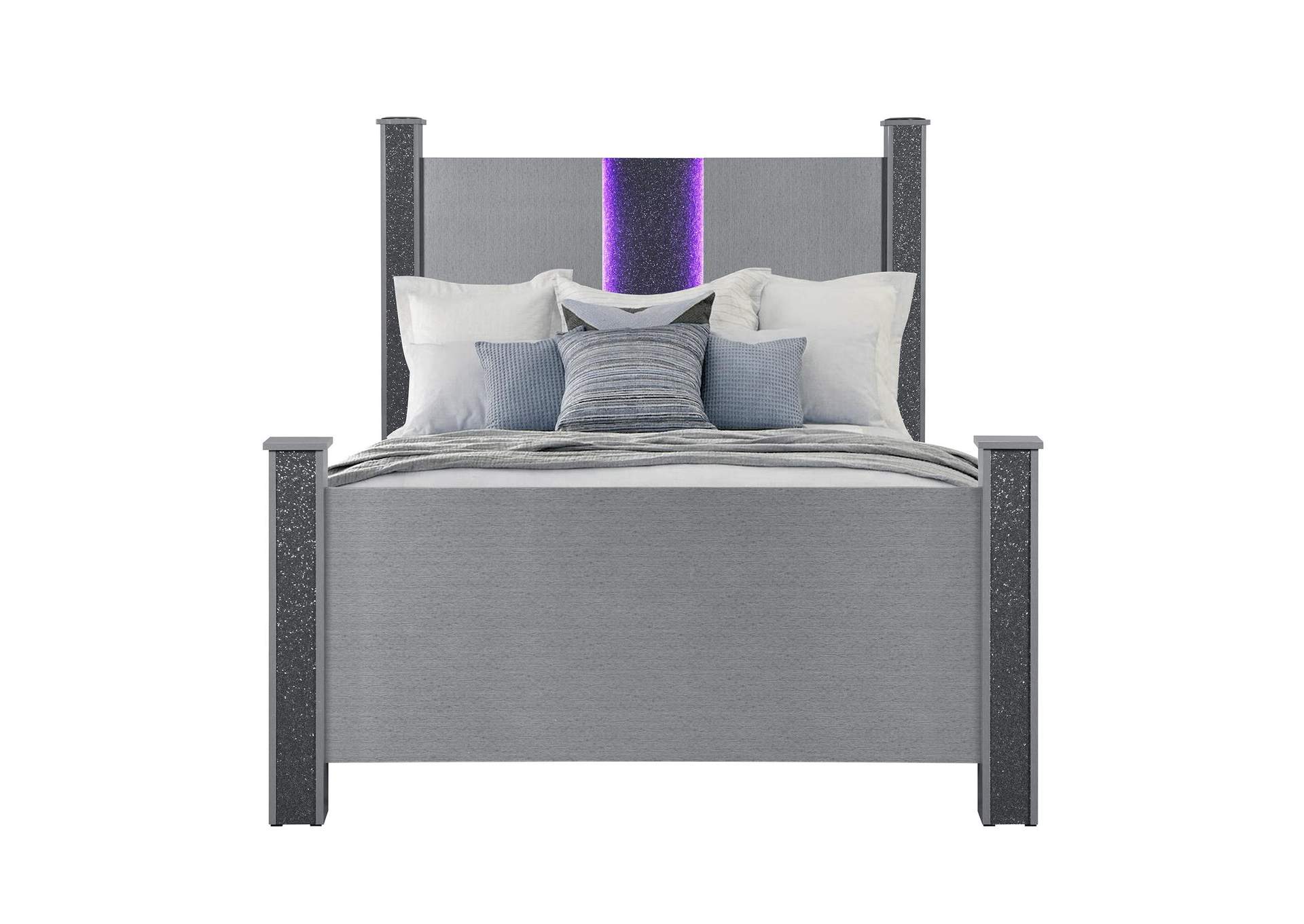 LOGAN SILVER QUEEN BED WITH LED AND SPEAKERS image 1