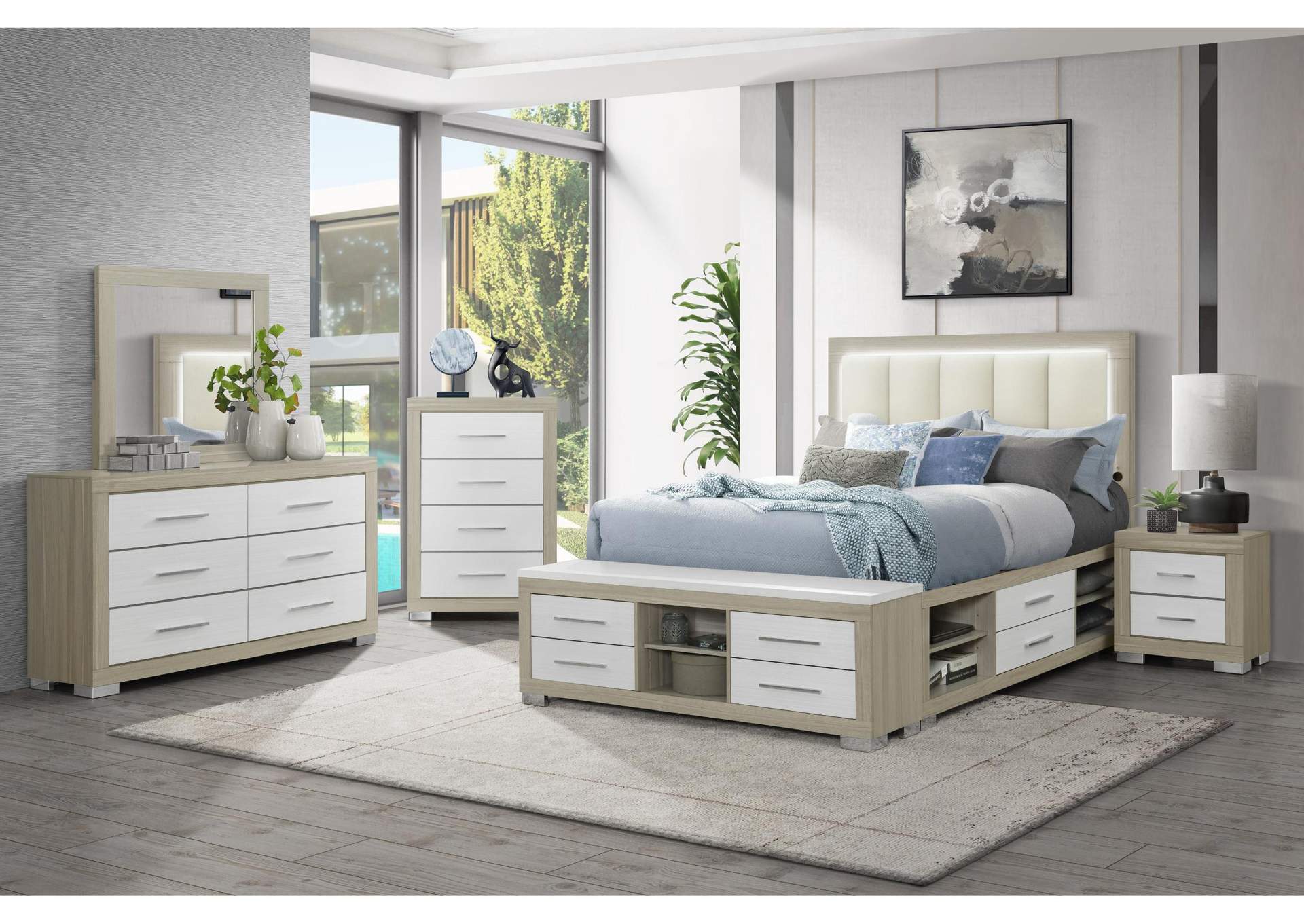 EMMA NATURAL - WHITE FULL BED GROUP image 1