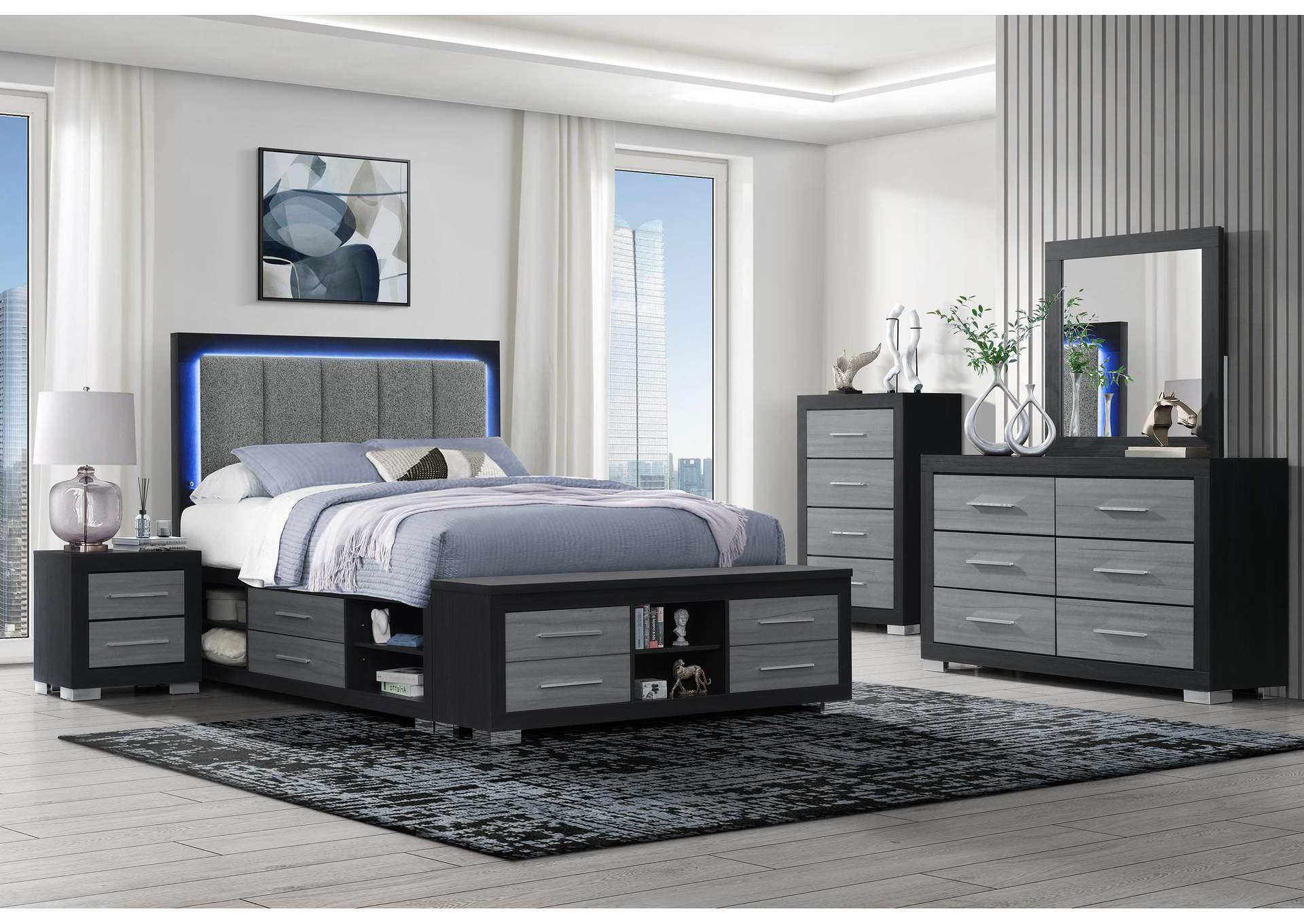 EMMA BLACK - GREY FULL BED GROUP image 1