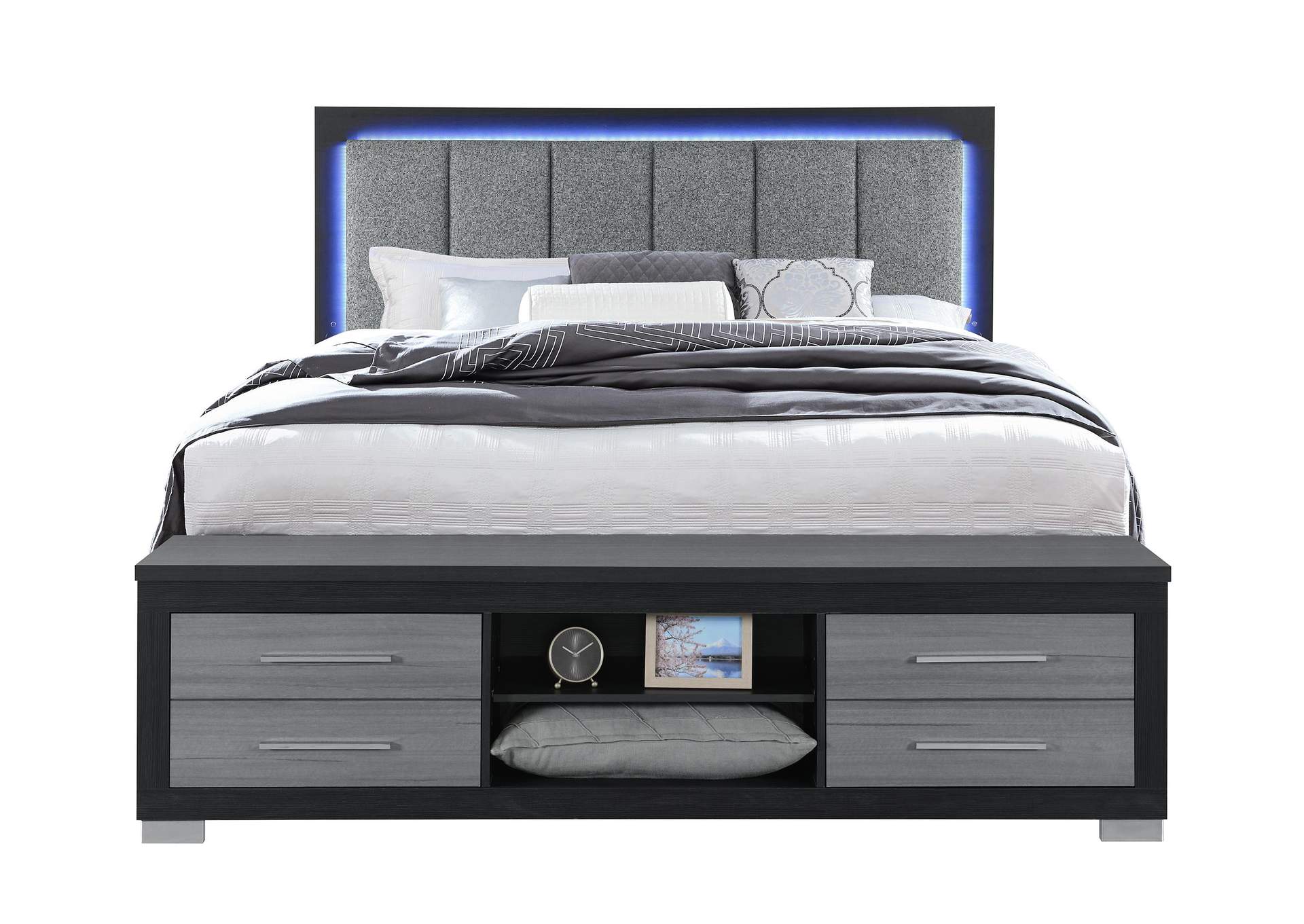EMMA BLACK - GREY KING BED WITH LED AND USB image 1