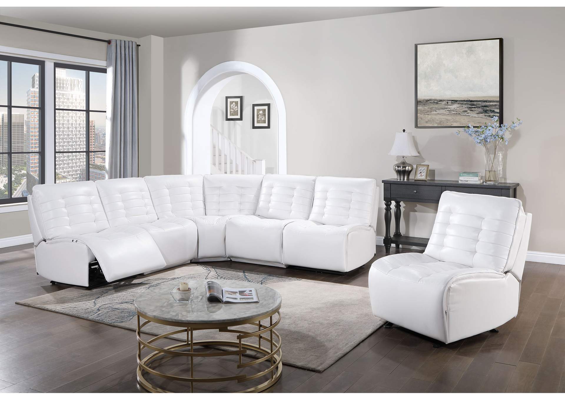 U6066 BLANCHE WHITE 3 PC MICRO SECTIONAL