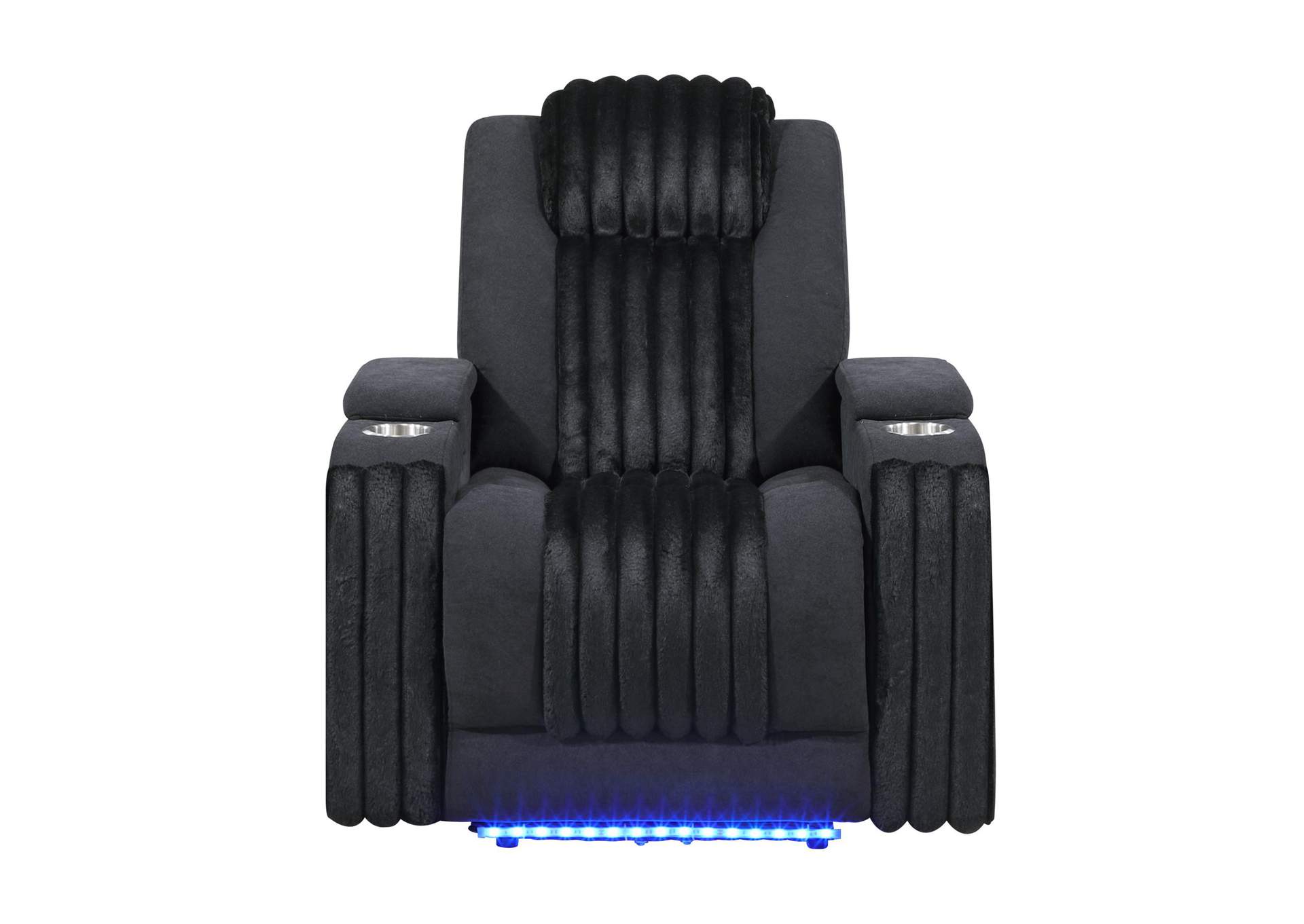 U8000 Black Power Recliner With Power Headrest & Led Light image 1