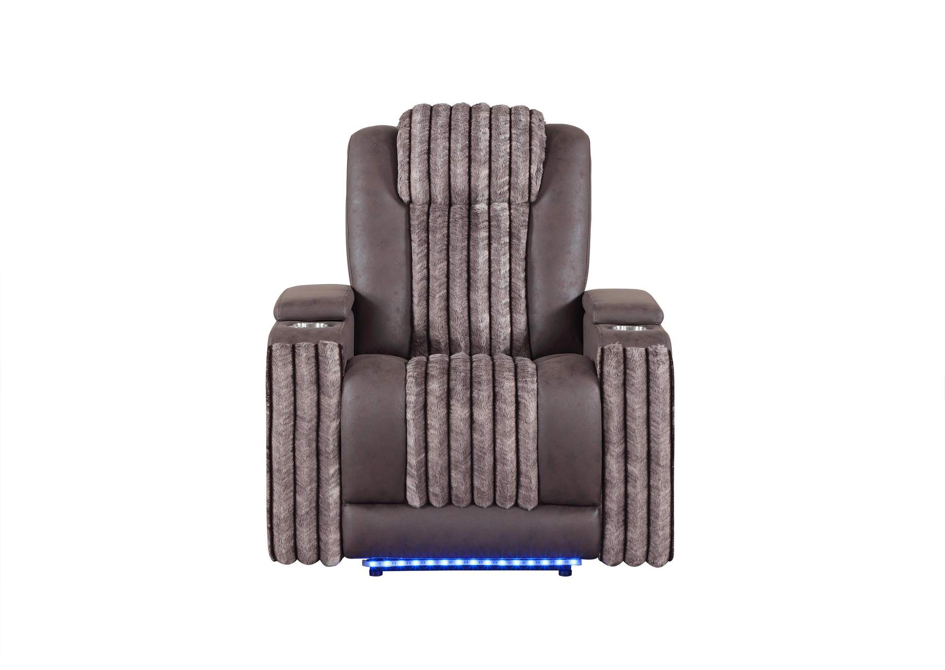 U8000 Brown Power Recliner With Power Headrest & Led Light image 1