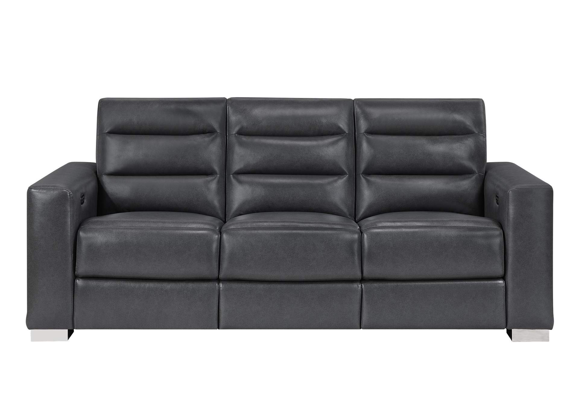 Ylime Blanche Charcoal Power Reclining Sofa With Bookcase Led image 1