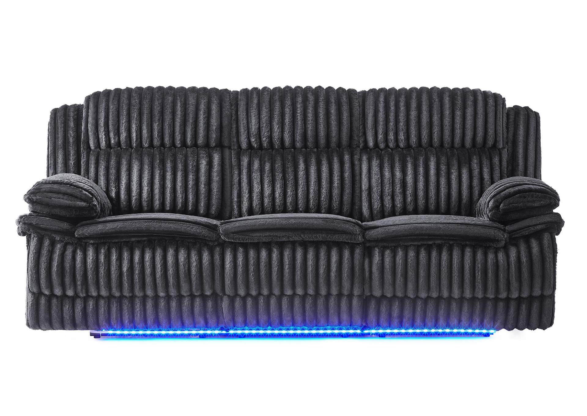 U8686 BLACK POWER REC SOFA WITH LED, HIDDEN DRAWER AND DROP DOWN TABLE image 1