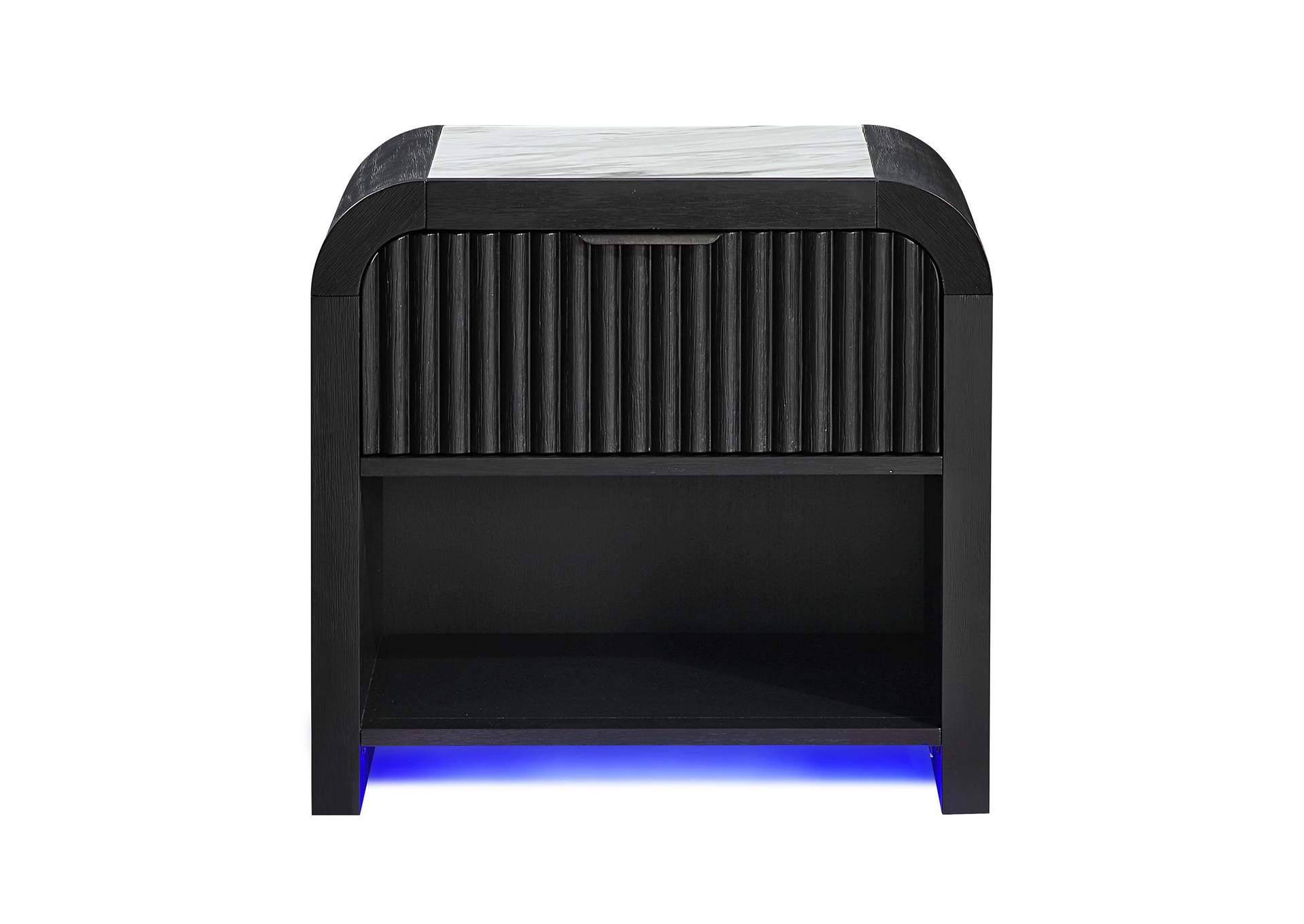 Beckett Wht - Blk Nightstand W - Led & Speaker image 1