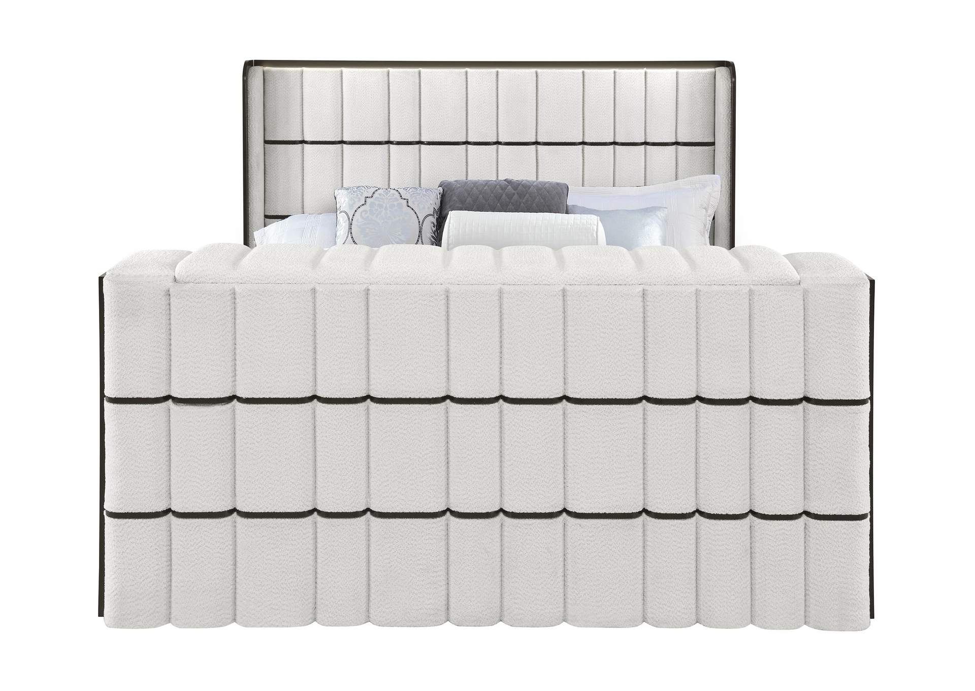 ISABELLA WHITE - BLACK KING BED WITH LED, TV LIFT, BLUETOOTH SPEAKER AND FIRPEPLACE CRYSTAL image 1