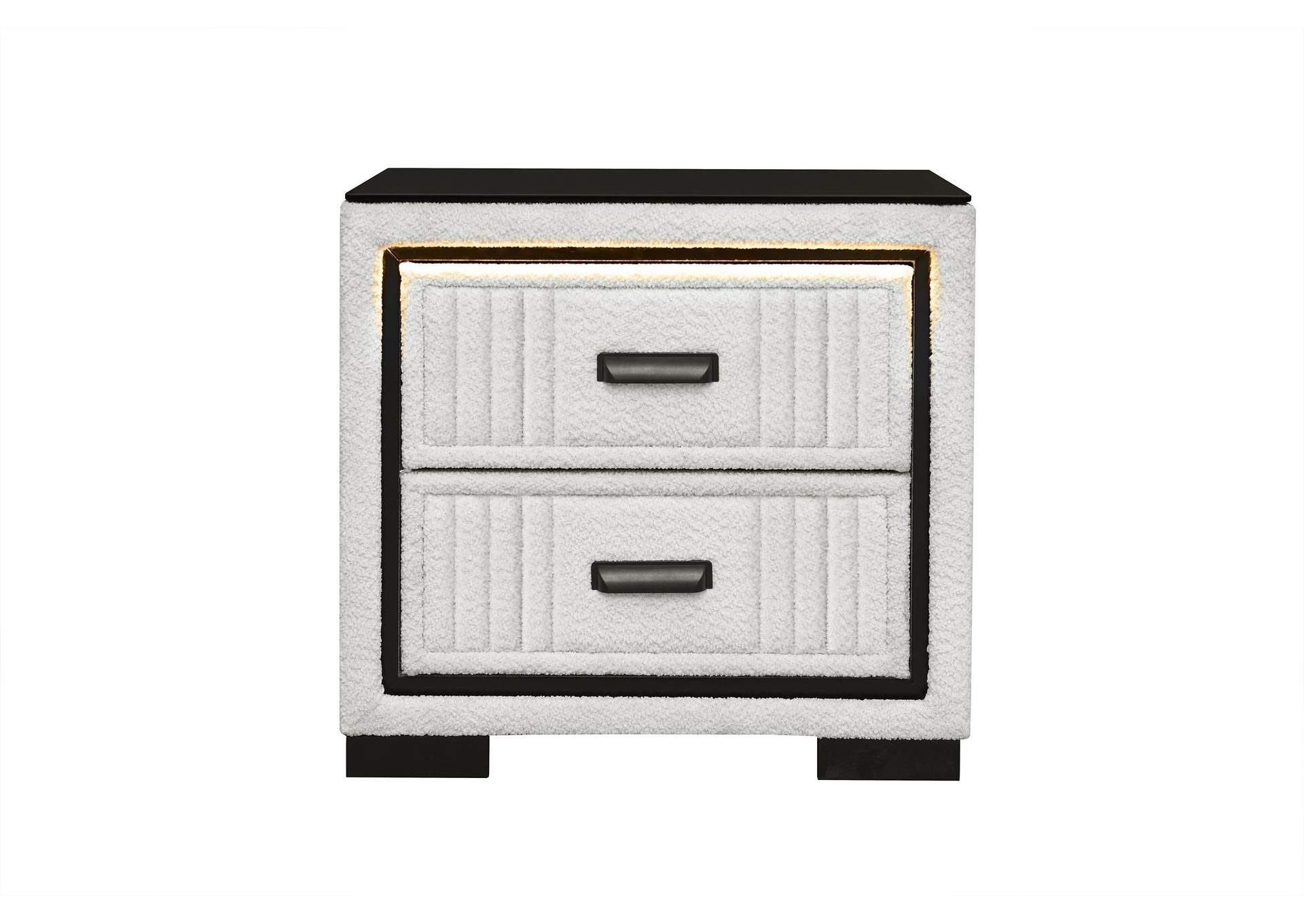 Isabella White - Black Nightstand With Led image 1