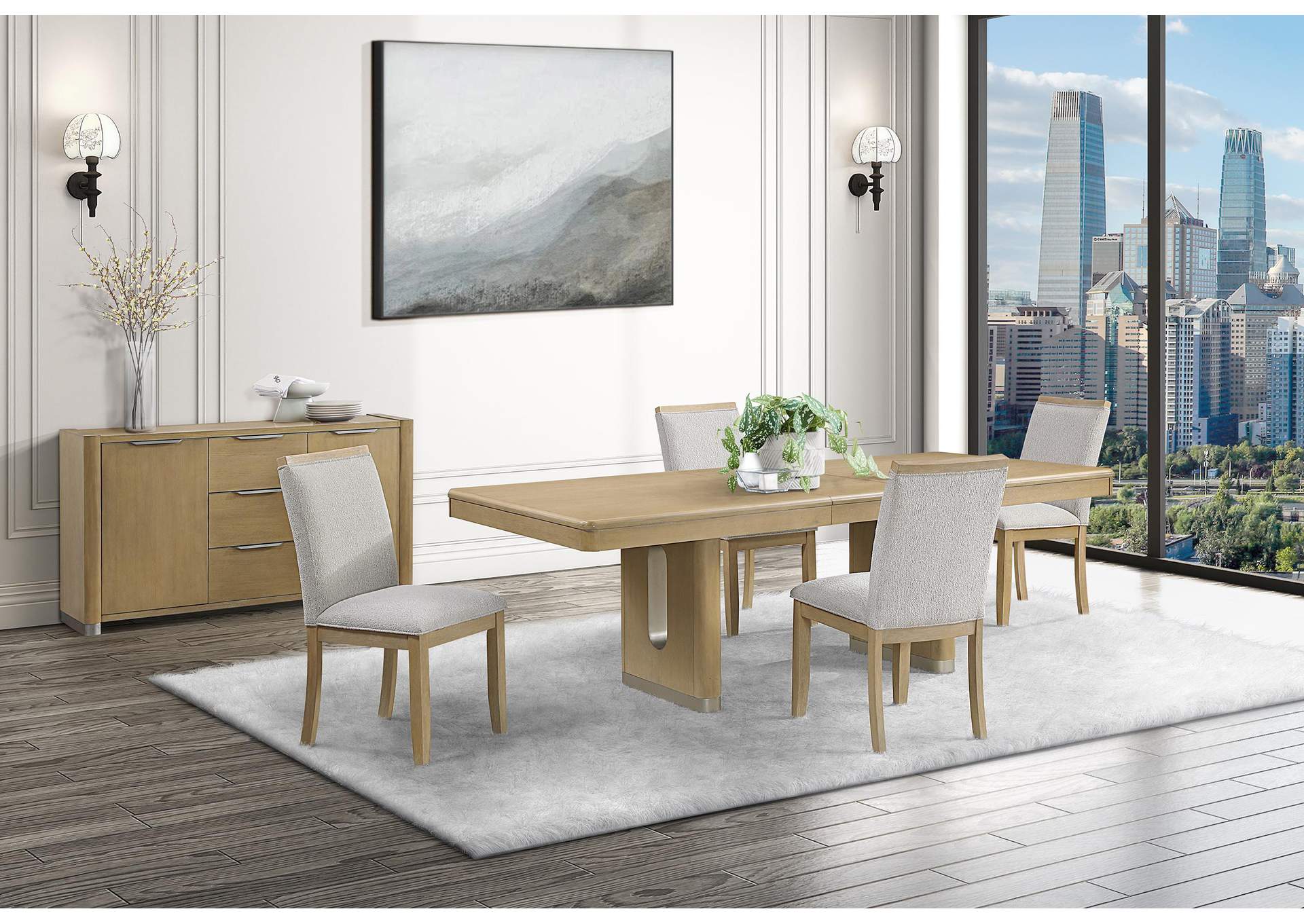 D1248 NATURAL DINING TABLE AND 6 DINING CHAIRS image 1