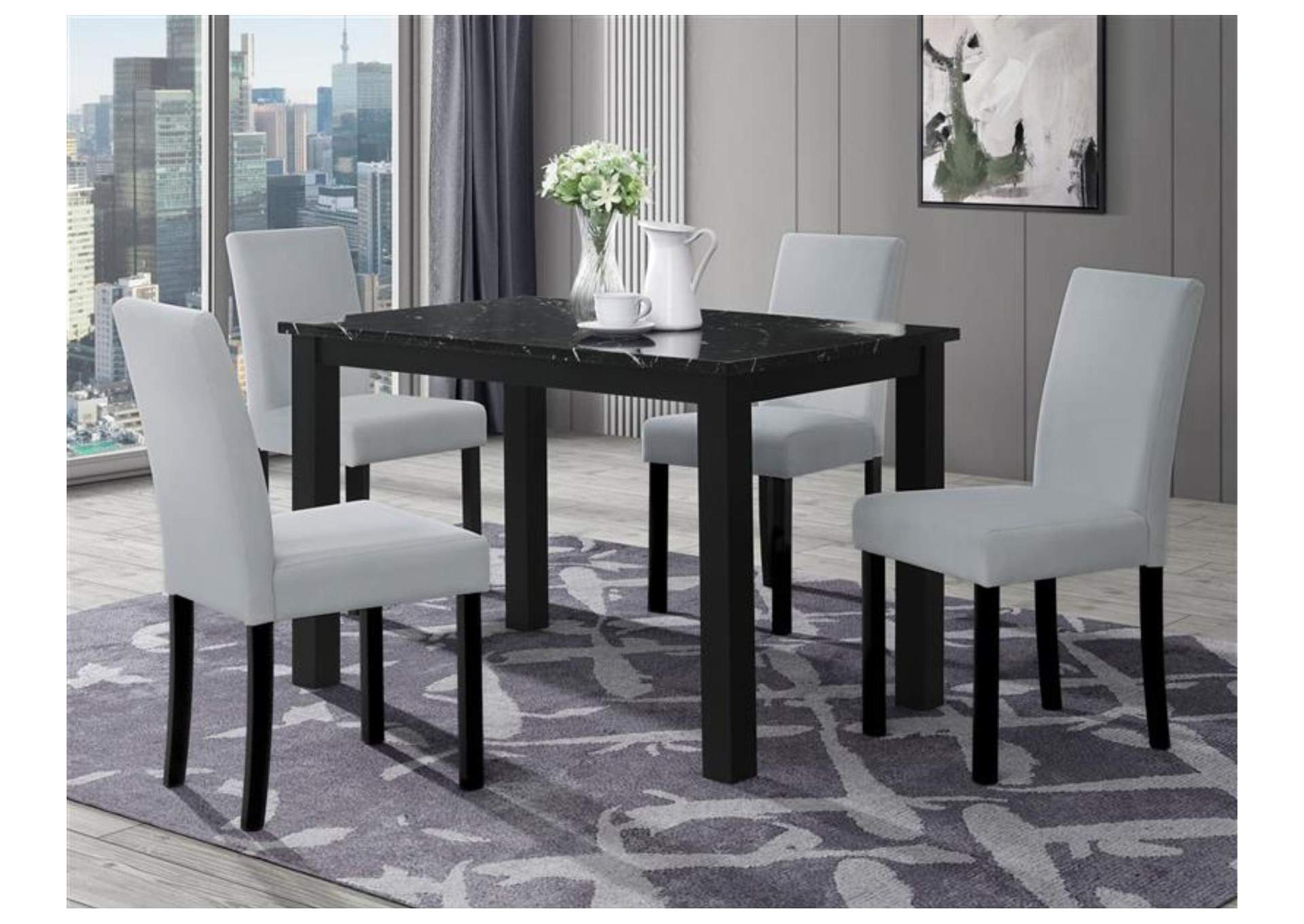 D8032 Black Dining Table & D9026 Dining Chair Silver image 1