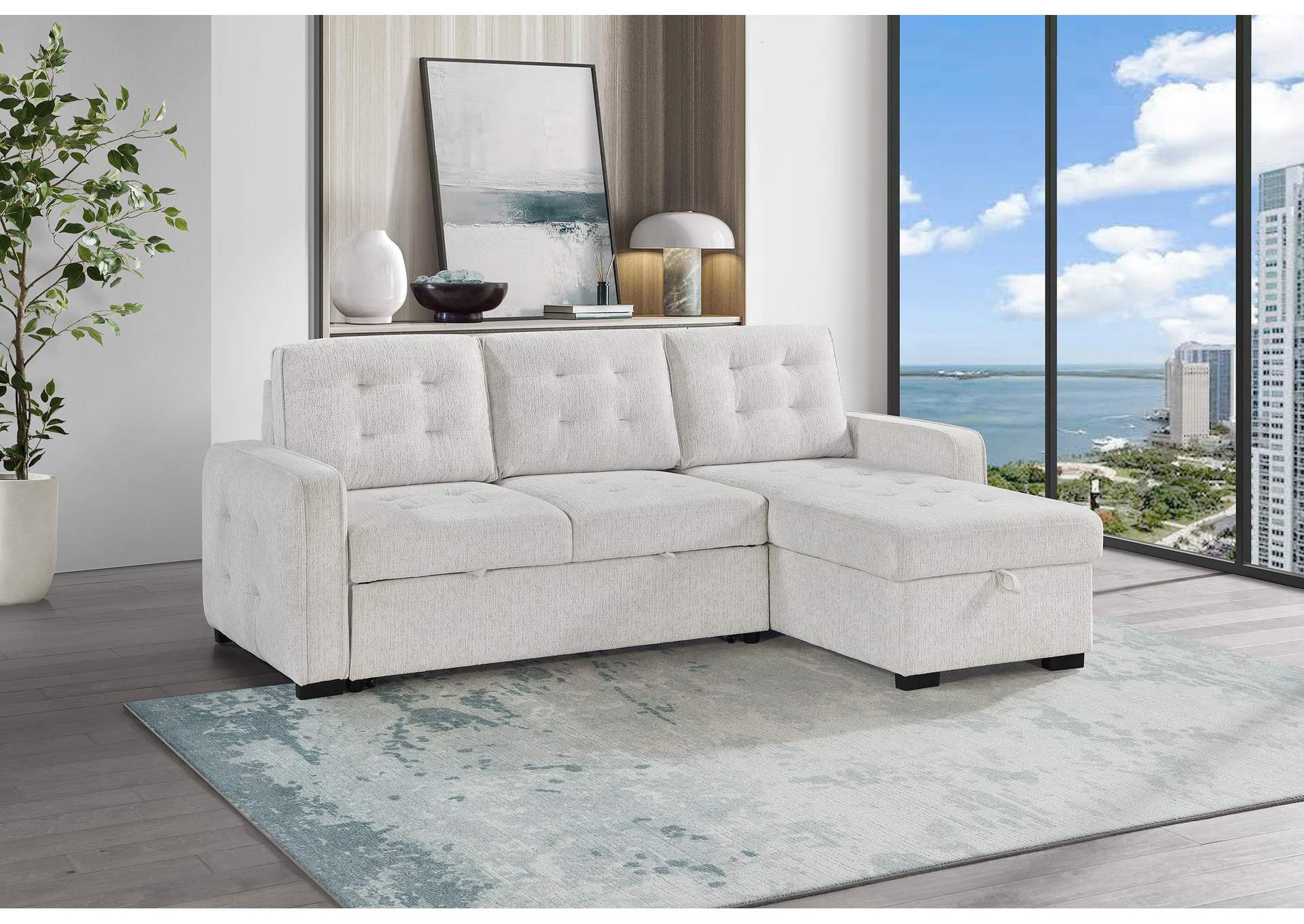 U0707 CHALK REVERSIBLE SOFA BED image 1