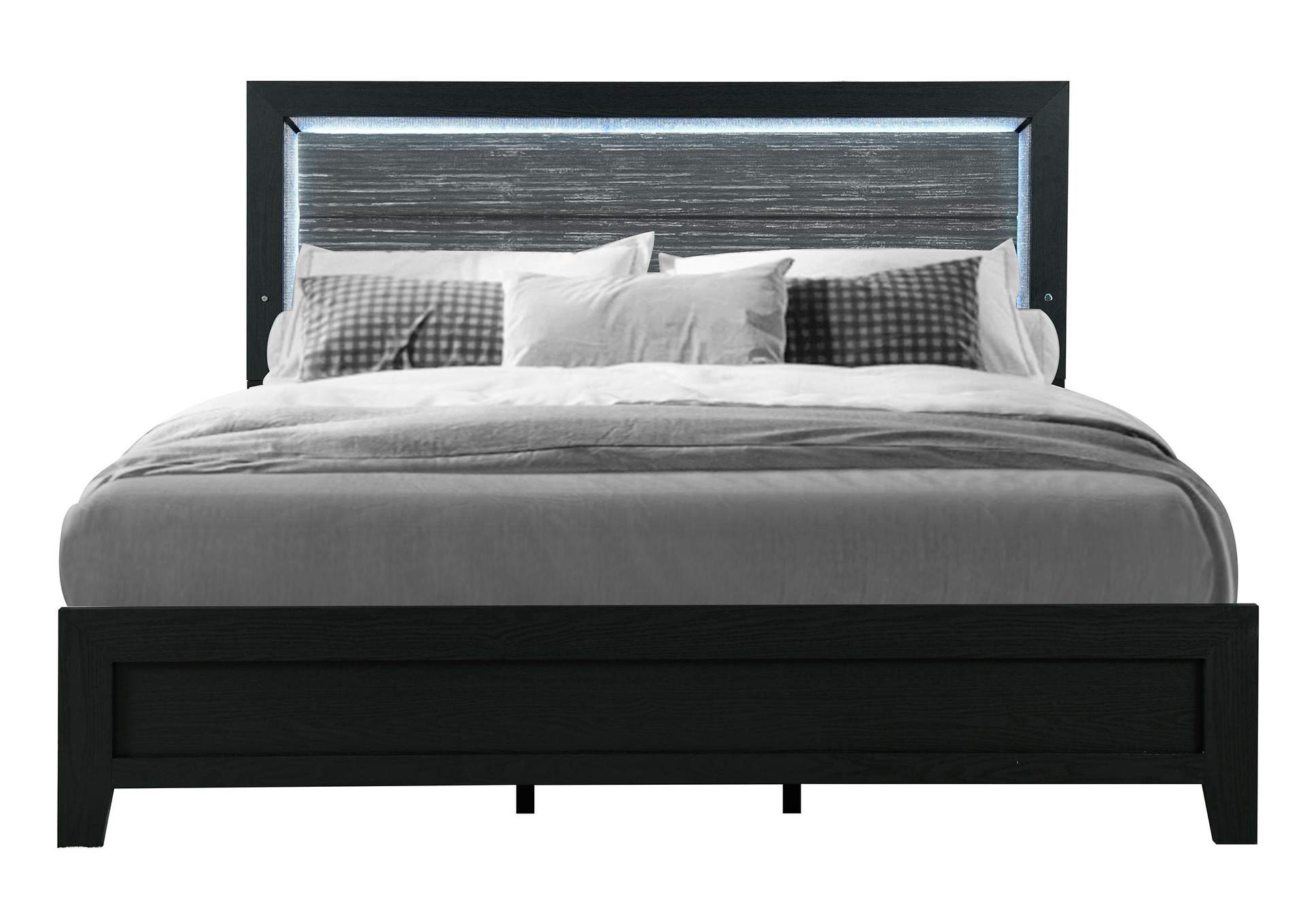 Reid Black Queen Bed With Led image 1
