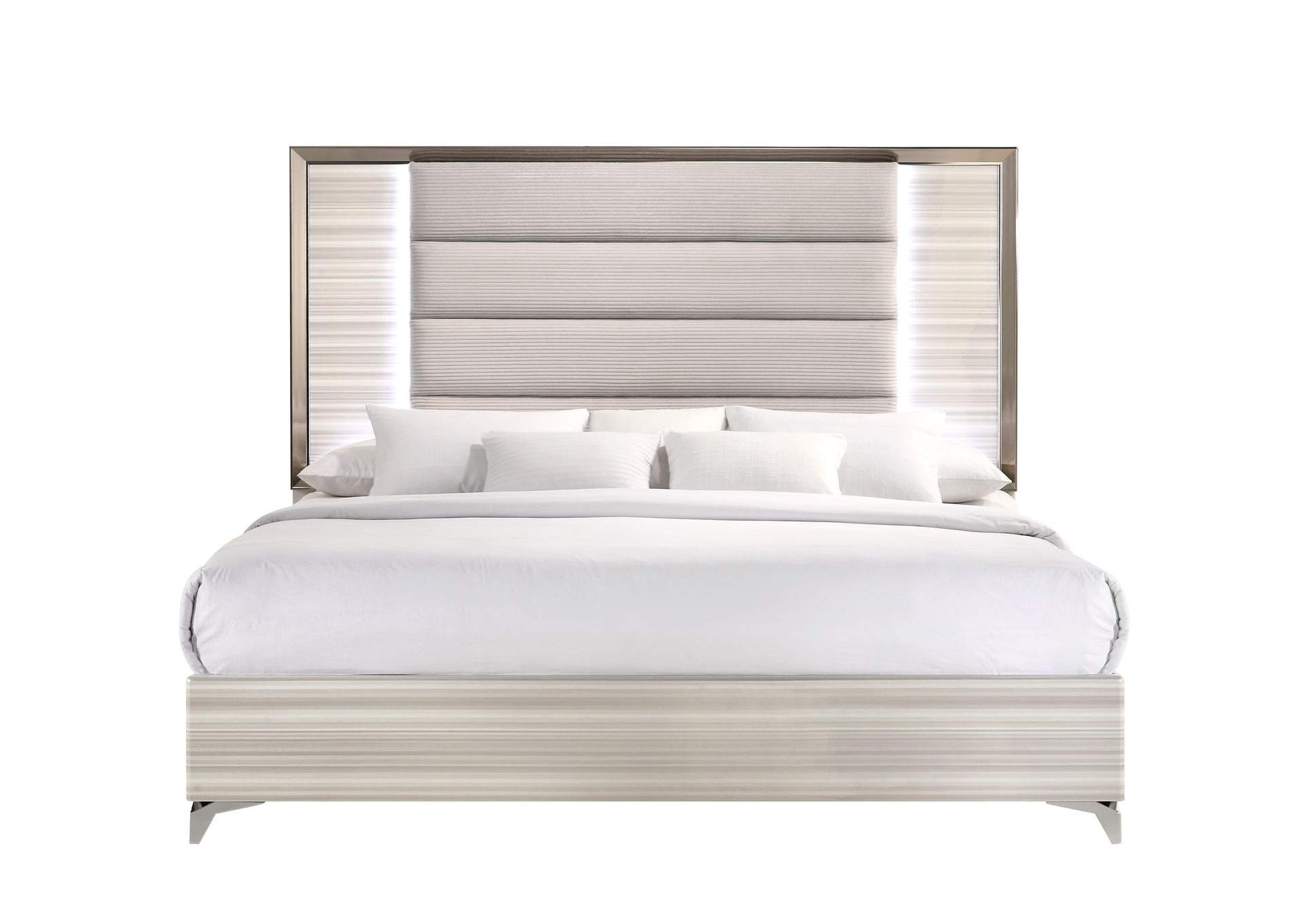 Zambrano White King Bed with LED image 3