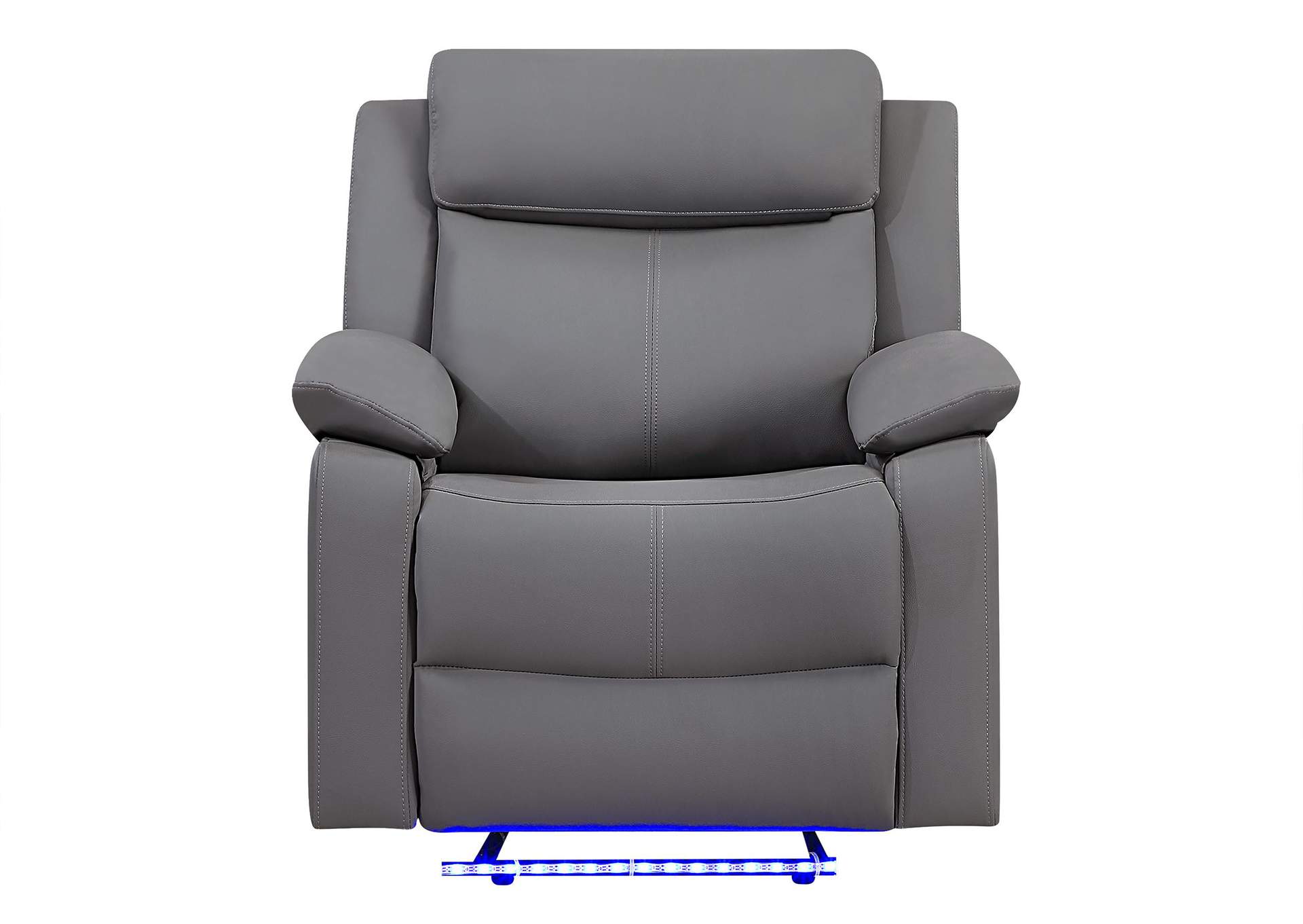 U6026 Grey Polyurethane 46A Glider Recliner With Led image 1