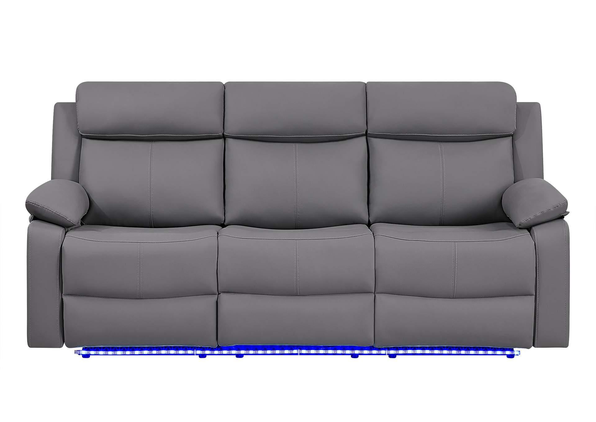 U6026 Grey Polyurethane 46A Reclining Sofa With Led image 1