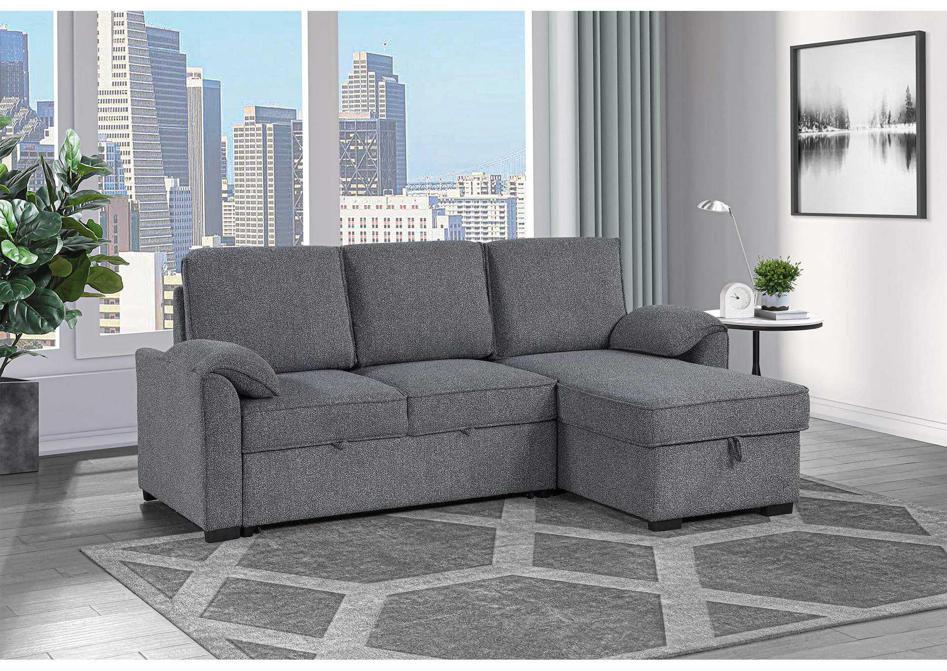 U0808 DARK GREY REVERSIBLE SOFA BED image 1