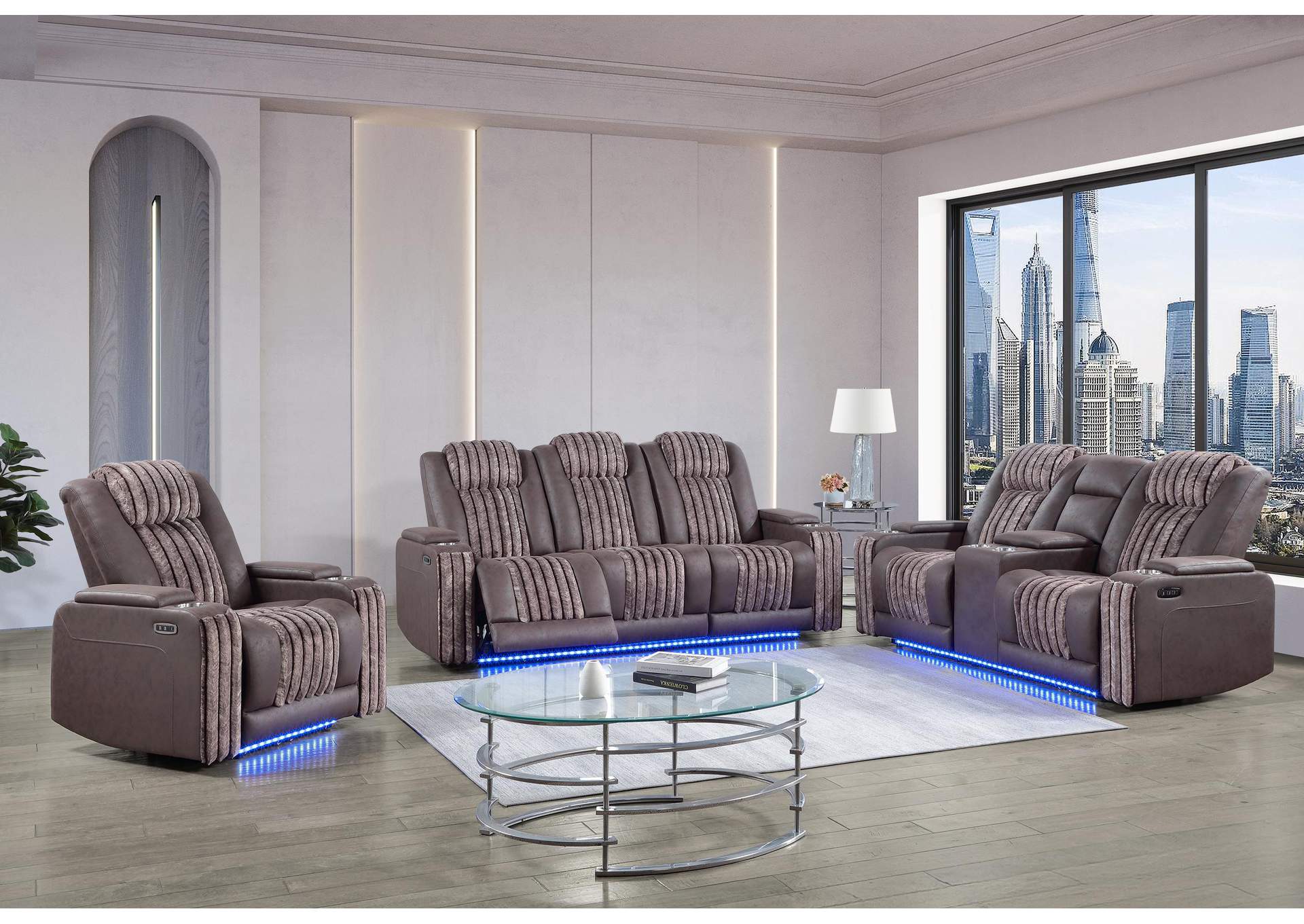 U8000 BROWN POWER CONSOLE RECLINING LOVESEAT - POWER RECLINING SOFA - POWER RECLINER WITH POWER HEADREST image 1