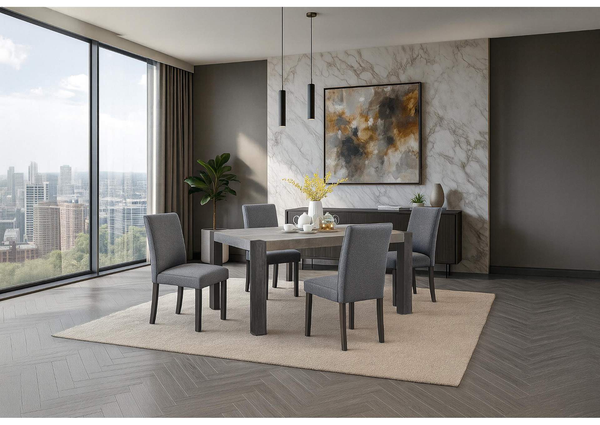 D05DT GREY DINING TABLE D40020DC GREY DINING CHAIR image 1